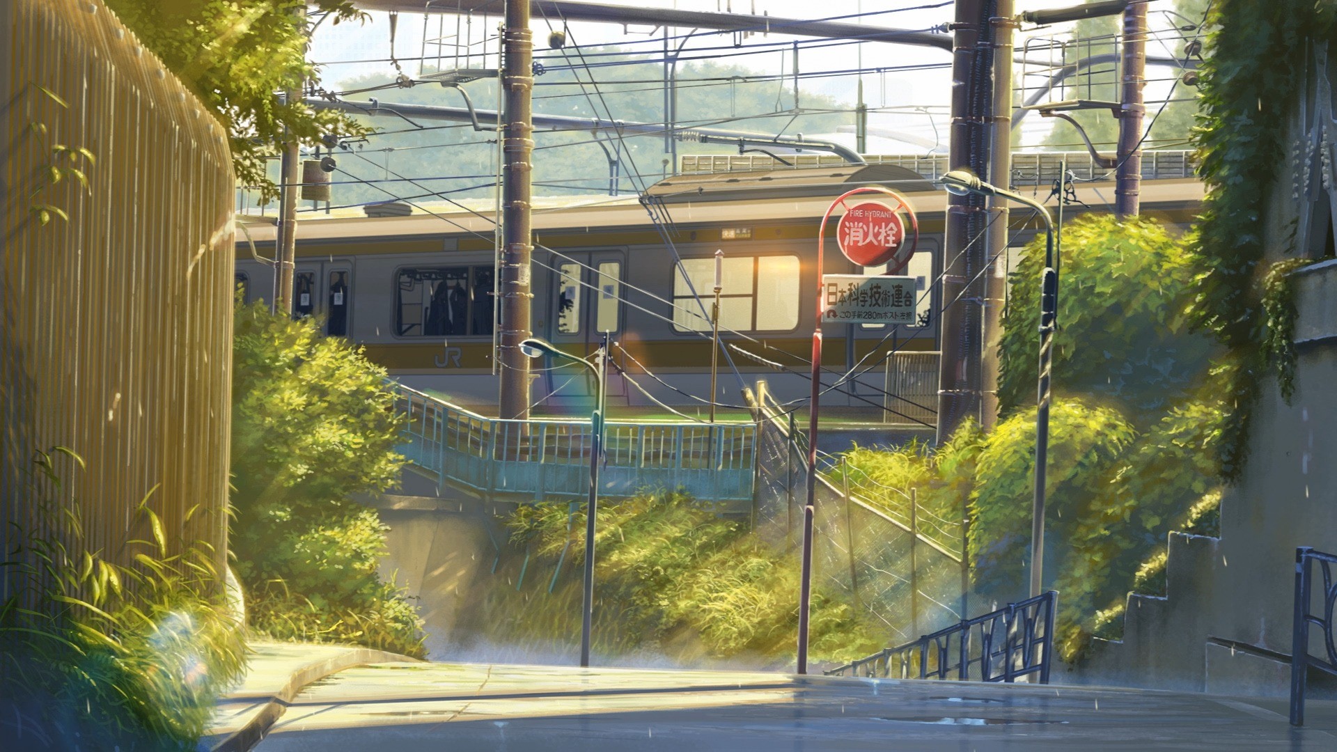 Anime 1920x1080 anime street train urban 5 Centimeters Per Second Makoto Shinkai  vehicle