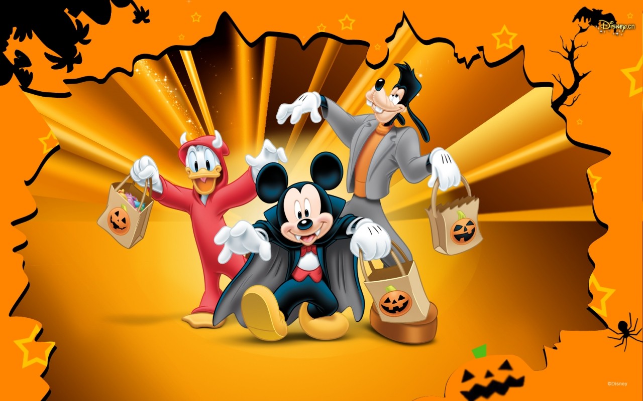General 1280x800 Halloween Disney orange Donald Duck Mickey Mouse Goofy