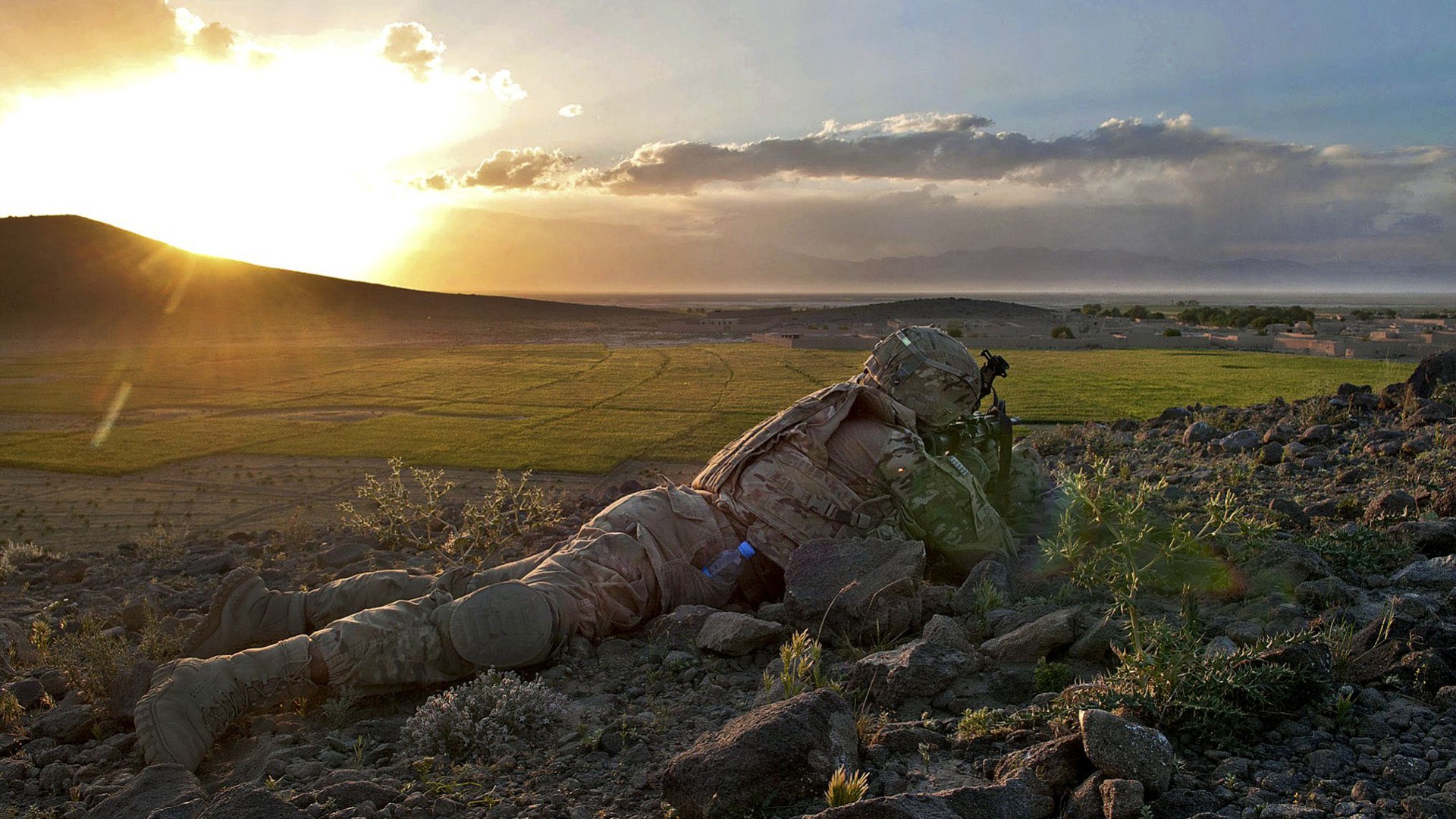 General 1920x1080 military soldier Afghanistan War in Afghanistan United States Army sunset sunlight
