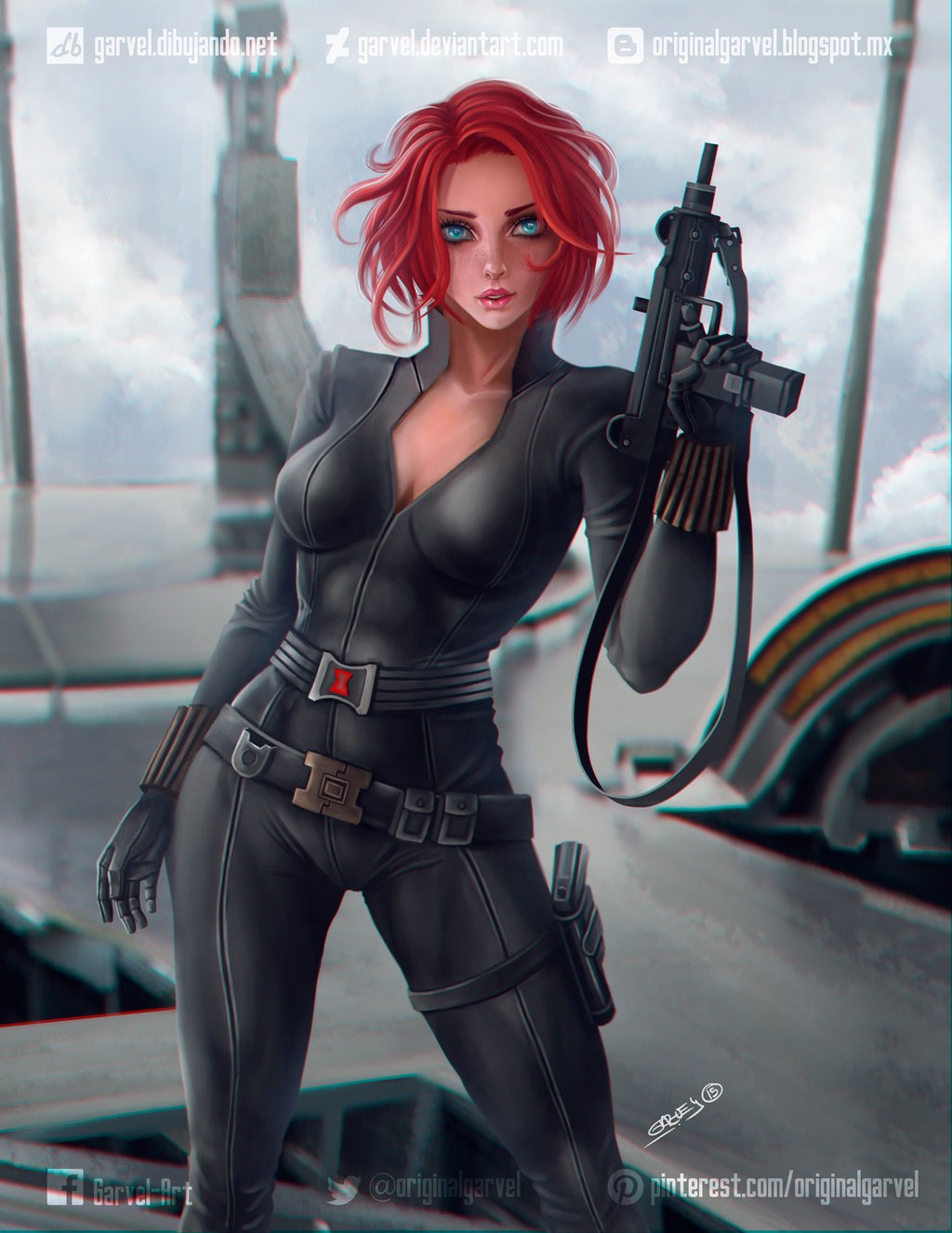 General 1024x1325 Black Widow girls with guns redhead machine gun fantasy girl Marvel Girl weapon aqua eyes standing boobs women