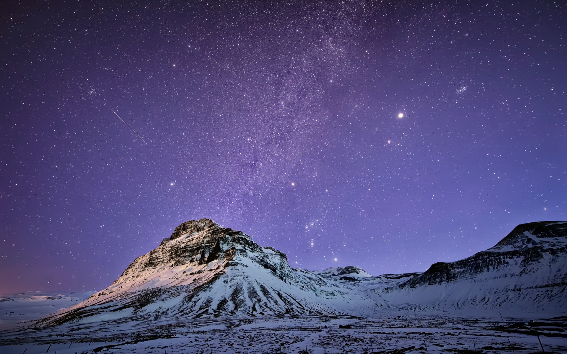 General 1920x1200 space universe stars mountains looking up sky ice cold rocks winter outdoors landscape nature