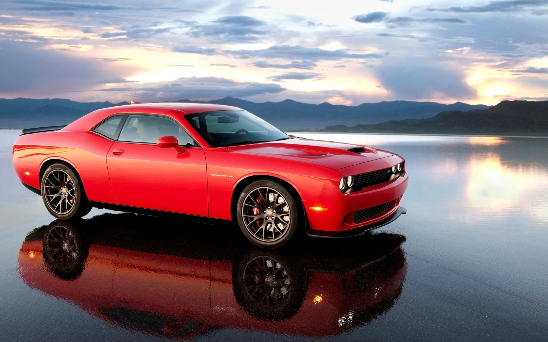 General 1920x1200 Dodge Challenger Dodge reflection muscle cars vehicle red cars outdoors car American cars Stellantis