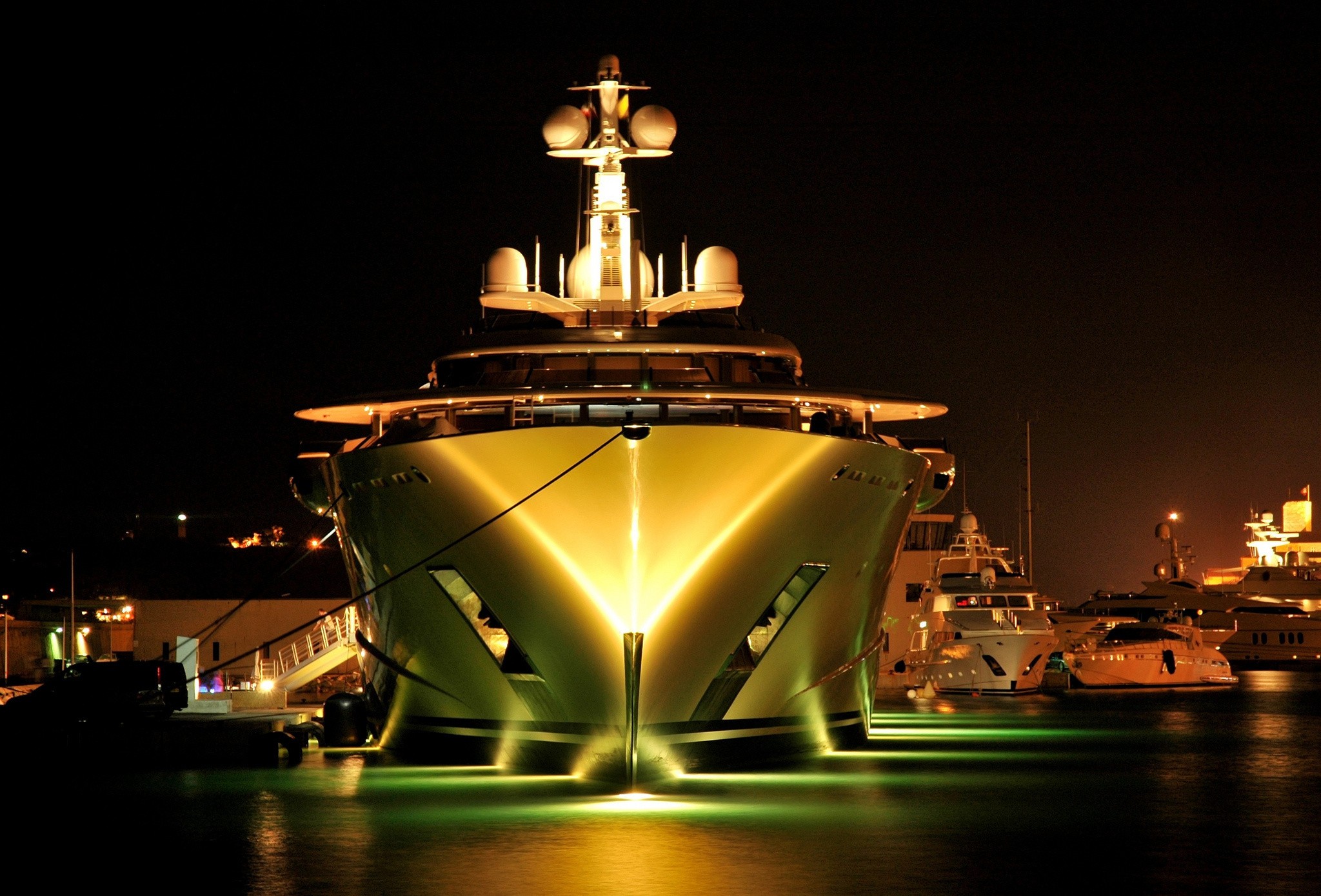 General 2048x1389 ship sea dock yacht night lights reflection long exposure vehicle harbor