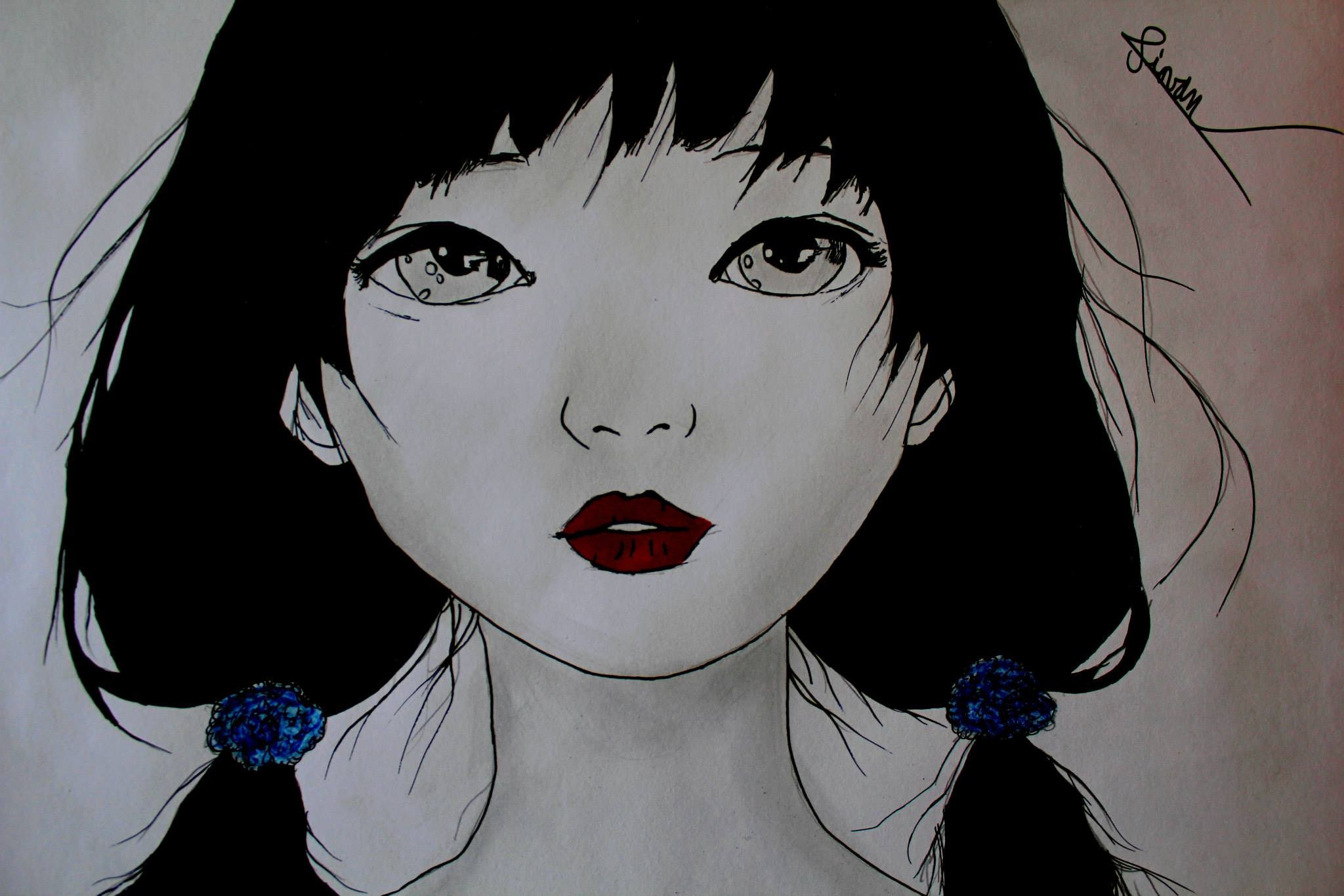 Anime 2048x1366 face anime girls anime red lipstick portrait women artwork
