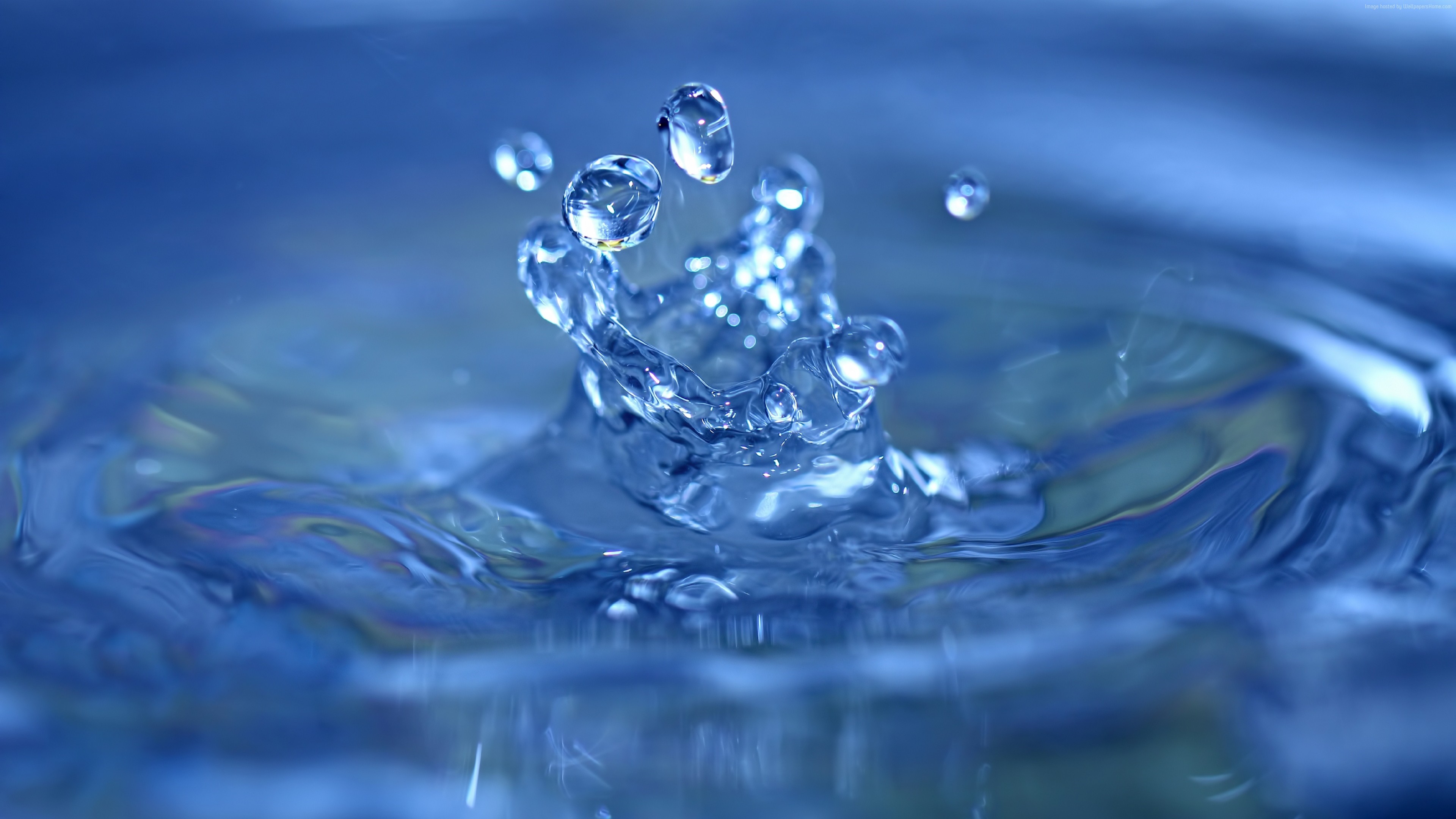 General 3840x2160 water nature macro water drops blue water ripples