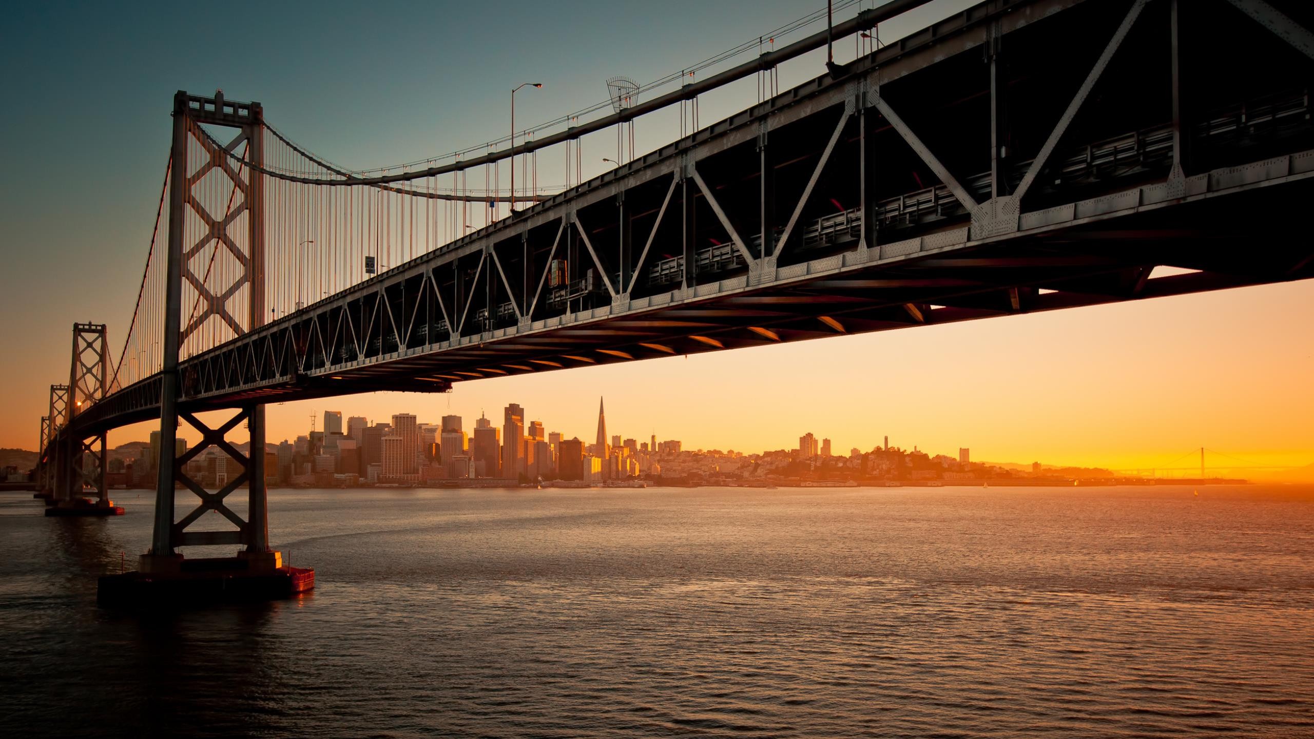 General 2560x1440 bridge architecture sunset cityscape city suspension bridge Oakland Bay Bridge USA San Francisco