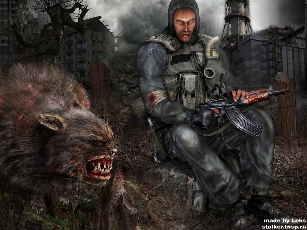 General 1024x768 video games S.T.A.L.K.E.R. PC gaming apocalyptic weapon video game men creature video game art