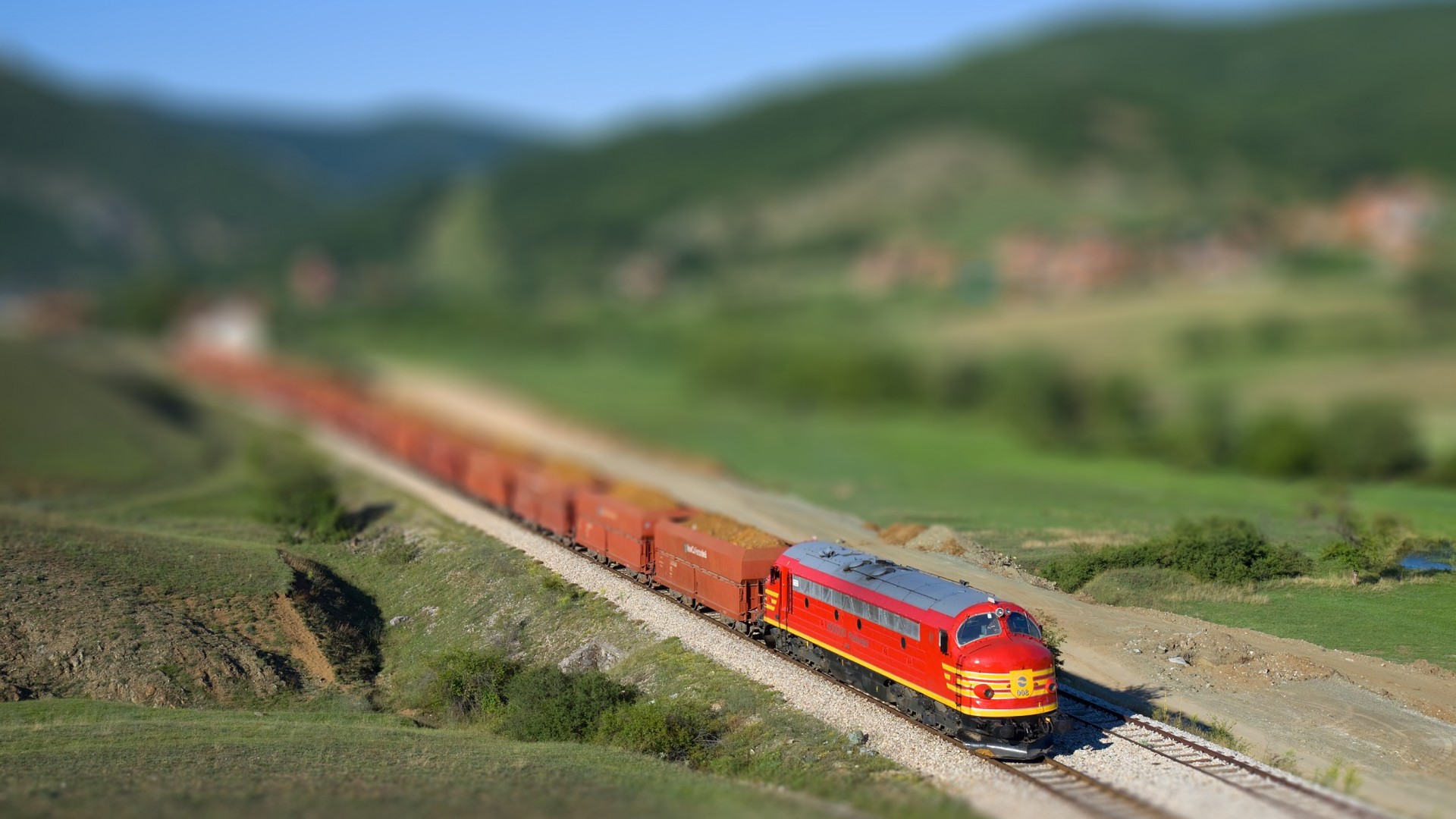General 1920x1080 train blurred tilt shift vehicle