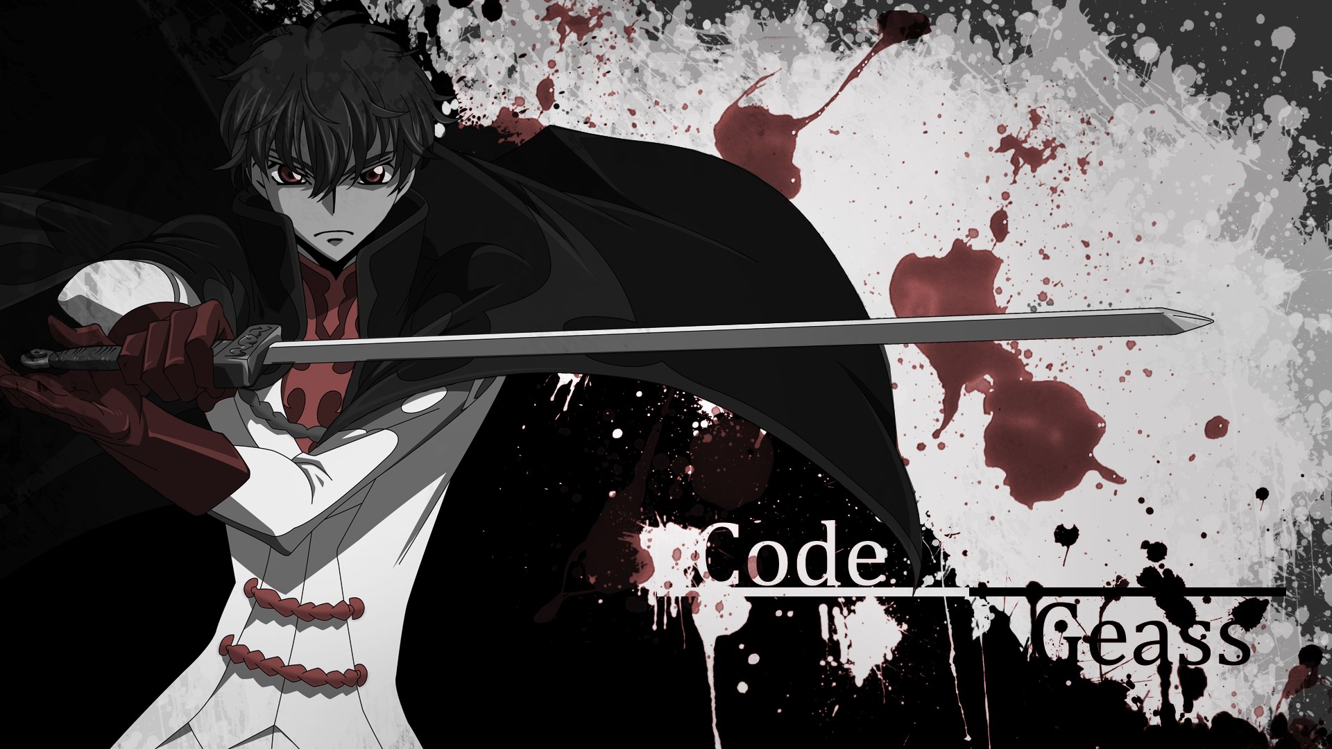 Anime 1920x1080 anime Code Geass Kururugi Suzaku selective coloring sword weapon anime boys