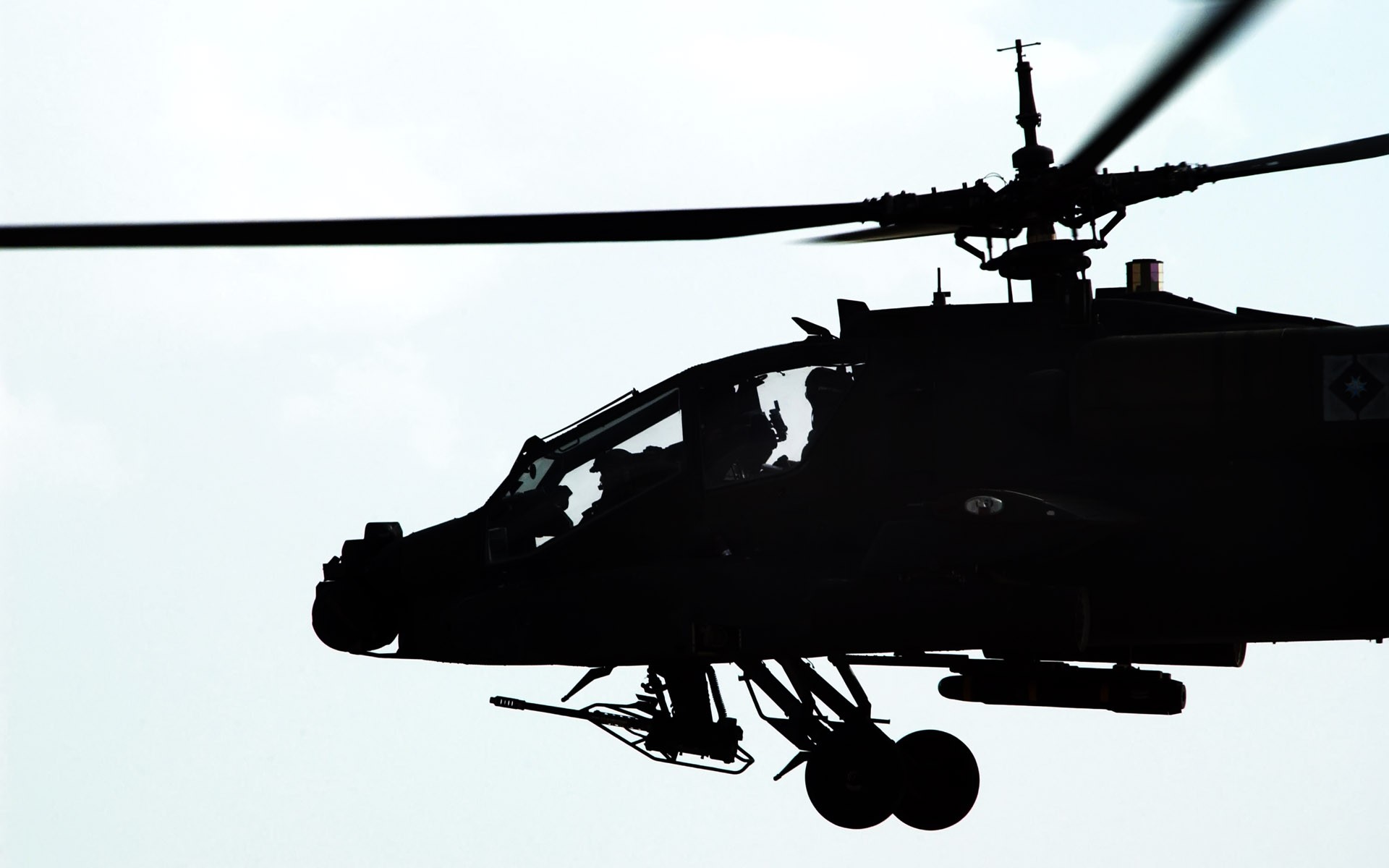 General 1920x1200 Boeing AH-64 Apache helicopters military silhouette military aircraft military vehicle vehicle Boeing American aircraft aircraft attack helicopters simple background pilot side view minimalism white background