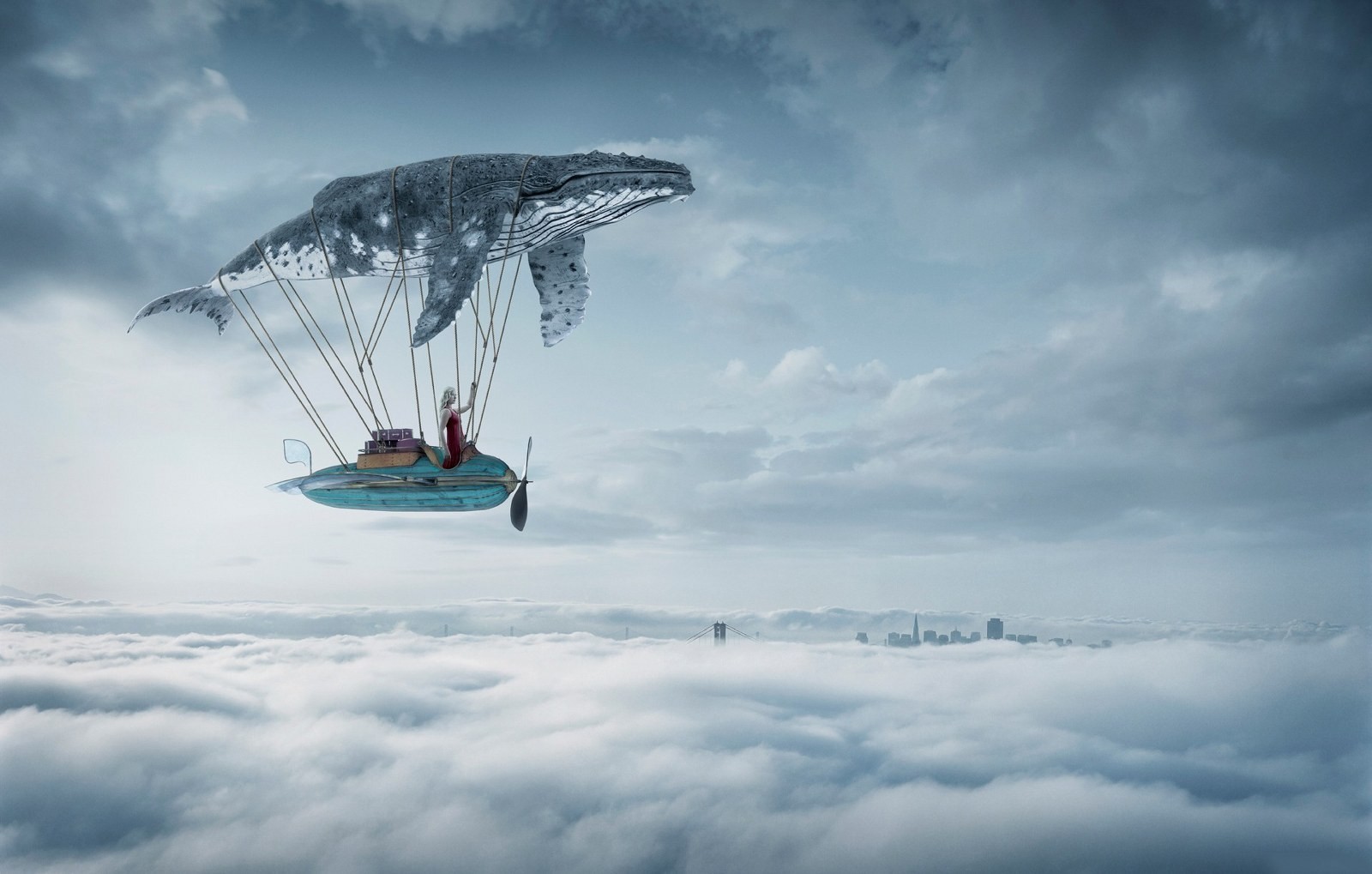 General 1600x1019 fantasy art fantasy girl whale digital art animals mammals vehicle women sky clouds