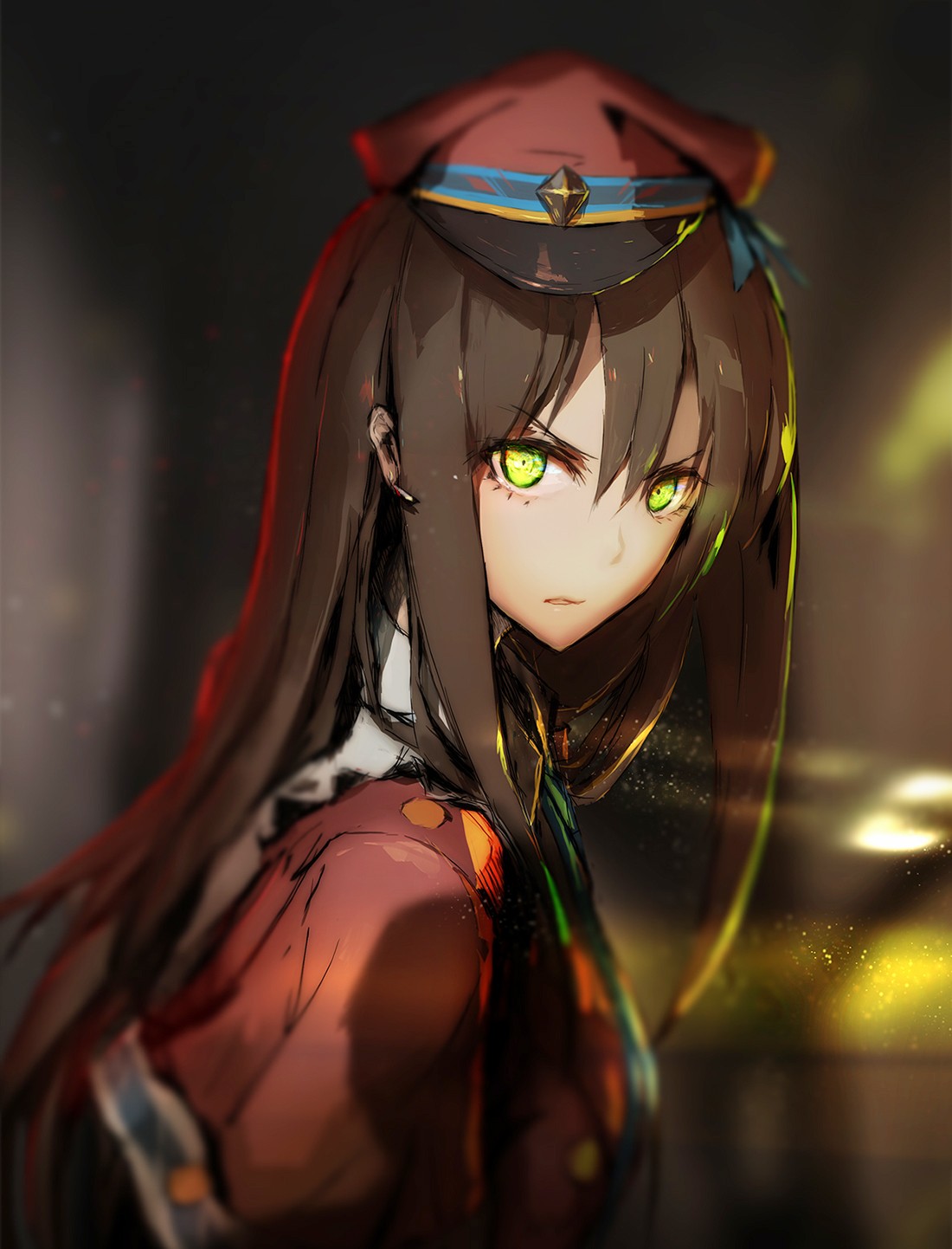 Anime 1100x1442 THE iDOLM@STER: Cinderella Girls Shibuya Rin long hair green eyes hat earring angry anime girls anime THE iDOLM@STER Lowlight Kirilenko face women with hats