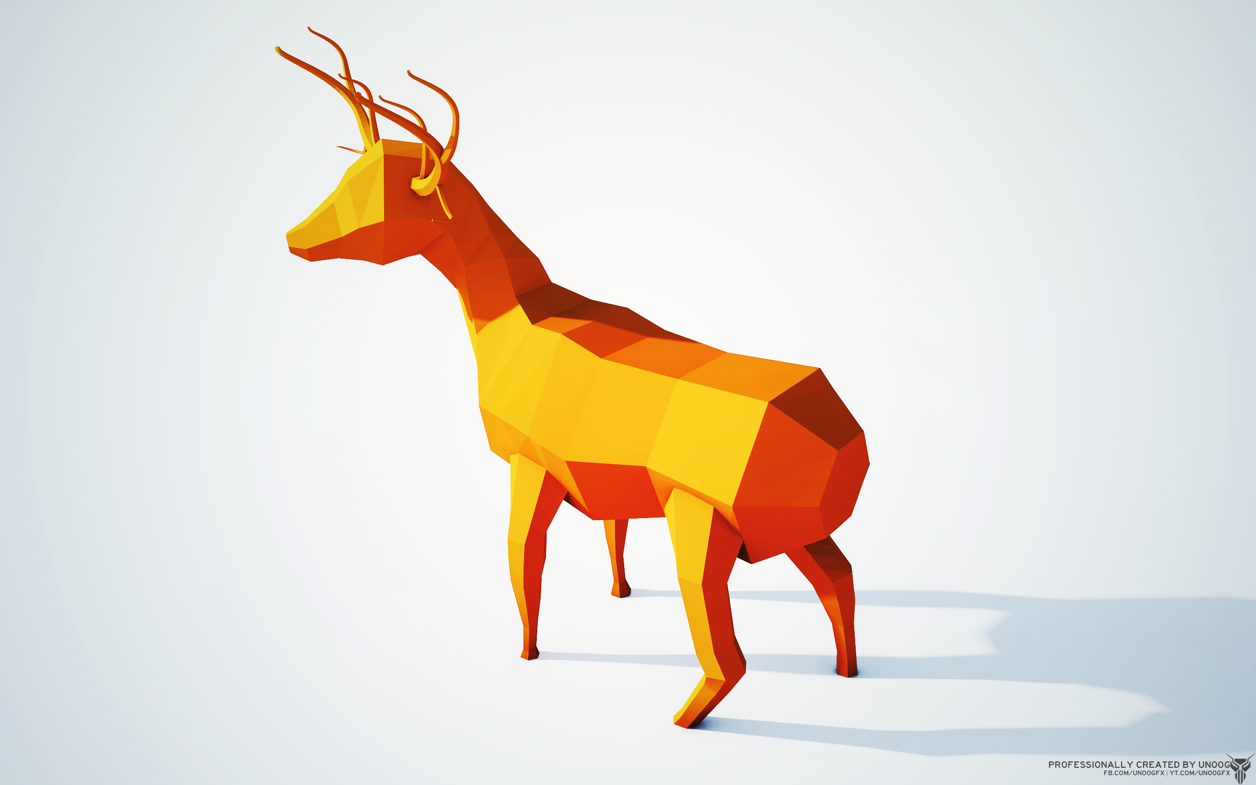 General 2560x1600 low poly isometric animals orange mammals deer digital art simple background
