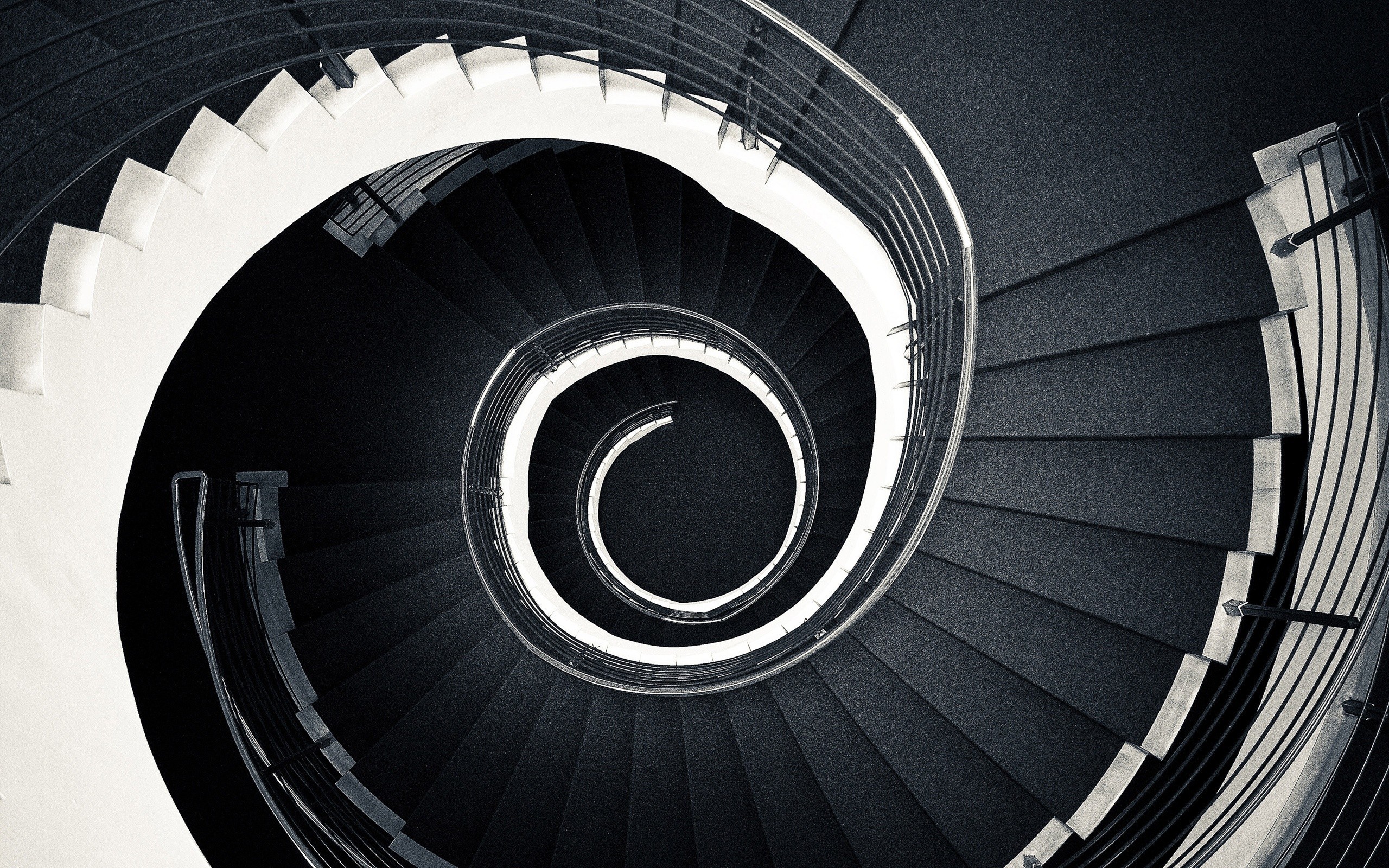General 2560x1600 circle steel photography stairs monochrome