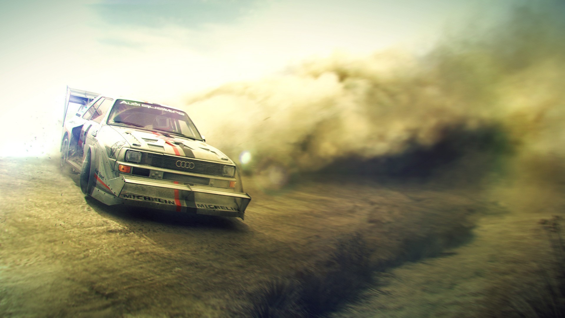 General 1920x1080 car Audi rally cars race cars Rally dirt white cars motorsport German cars Volkswagen Group
