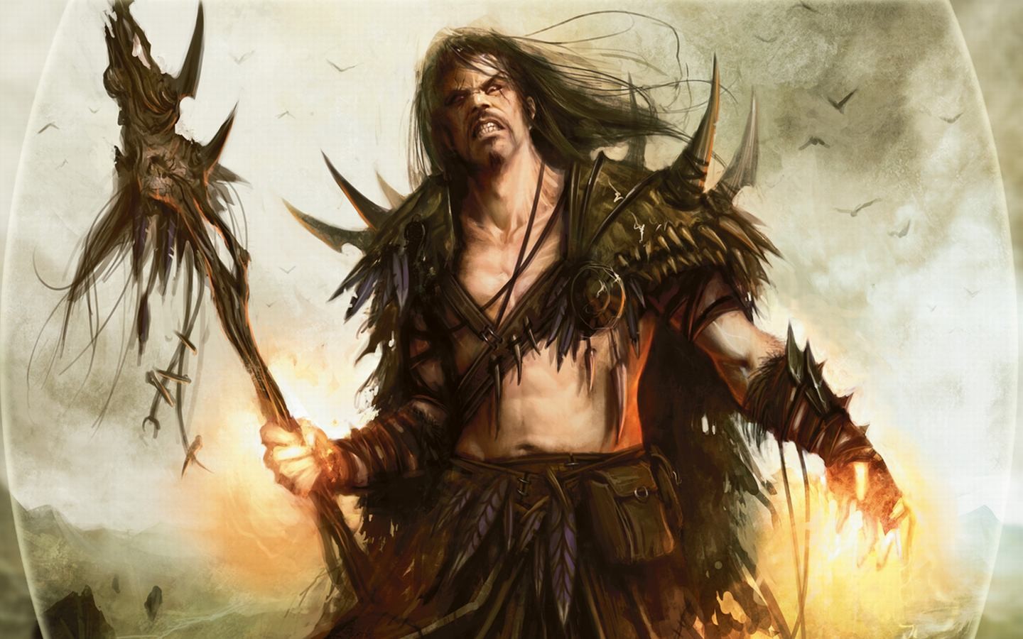 General 1440x900 Magic: The Gathering fantasy art fantasy men dark hair angry long hair standing