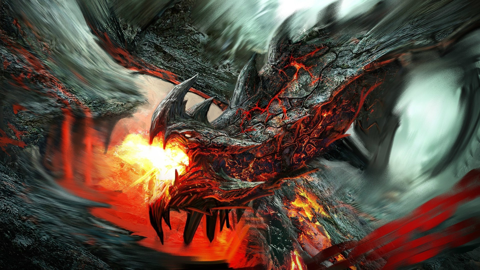 General 1920x1080 fantasy art dragon creature fire
