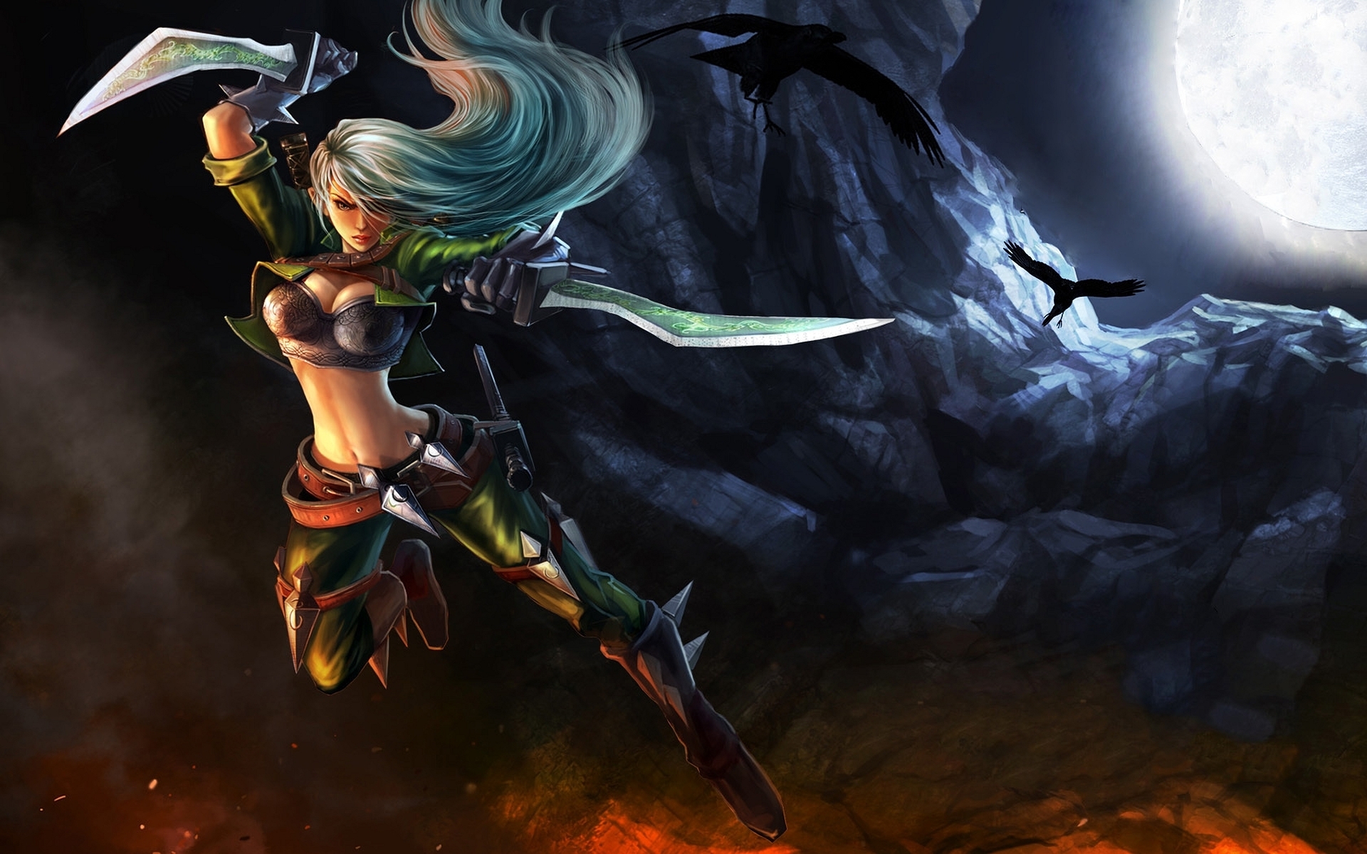 General 1920x1200 League of Legends Katarina (League of Legends) PC gaming video game art video game girls fantasy art fantasy girl long hair boobs big boobs belly warrior video game characters