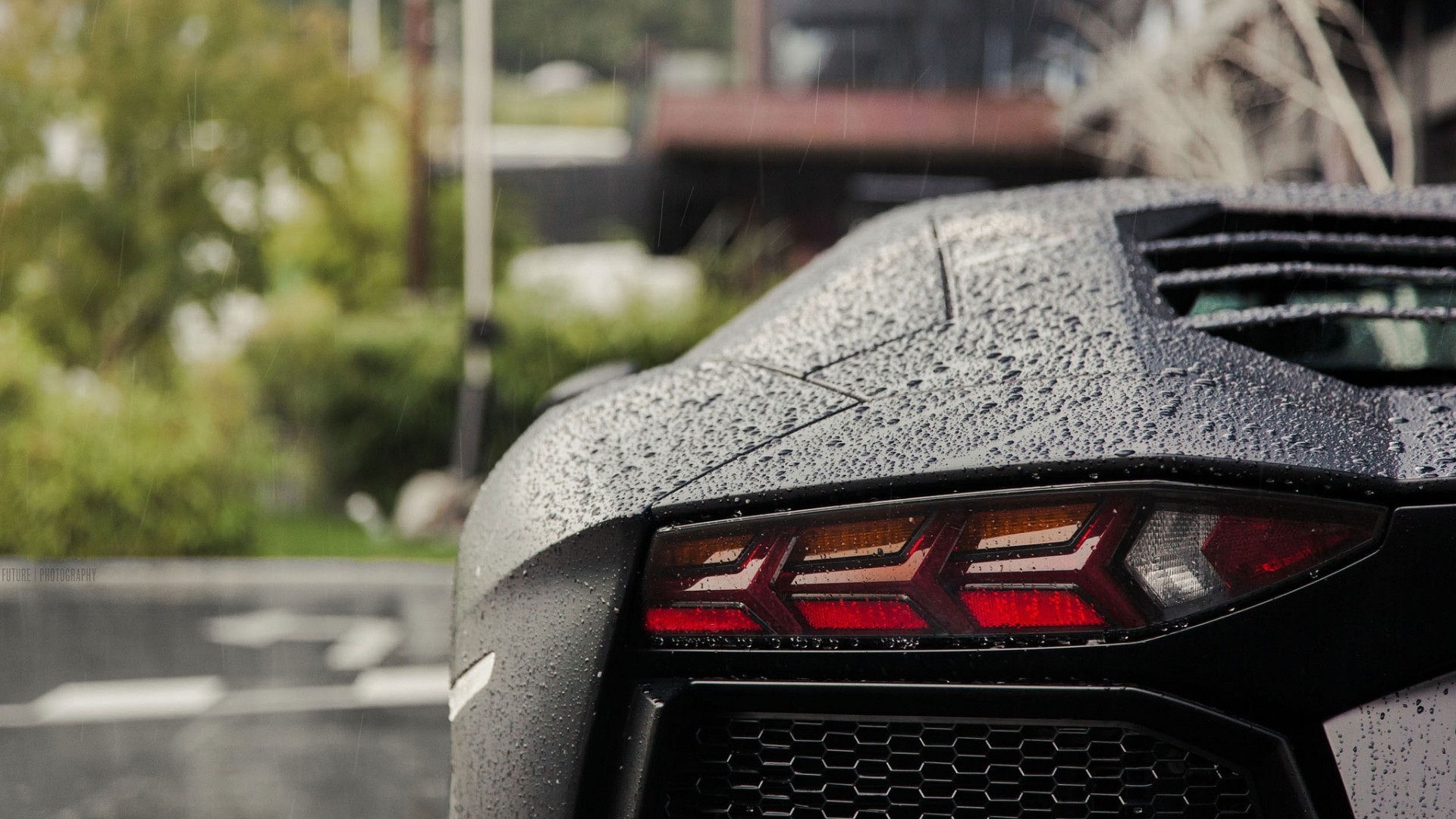 General 1920x1080 Lamborghini Aventador Lamborghini rain black cars water drops vehicle supercars car
