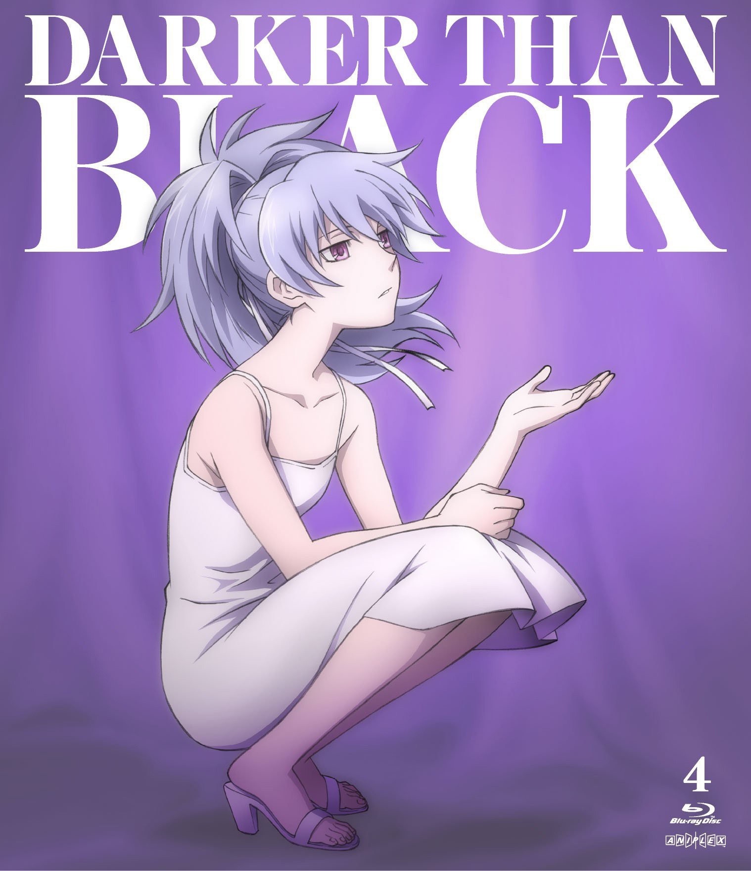 Anime 1518x1761 Yin anime girls Darker than Black anime squatting purple background purple eyes dress white dress