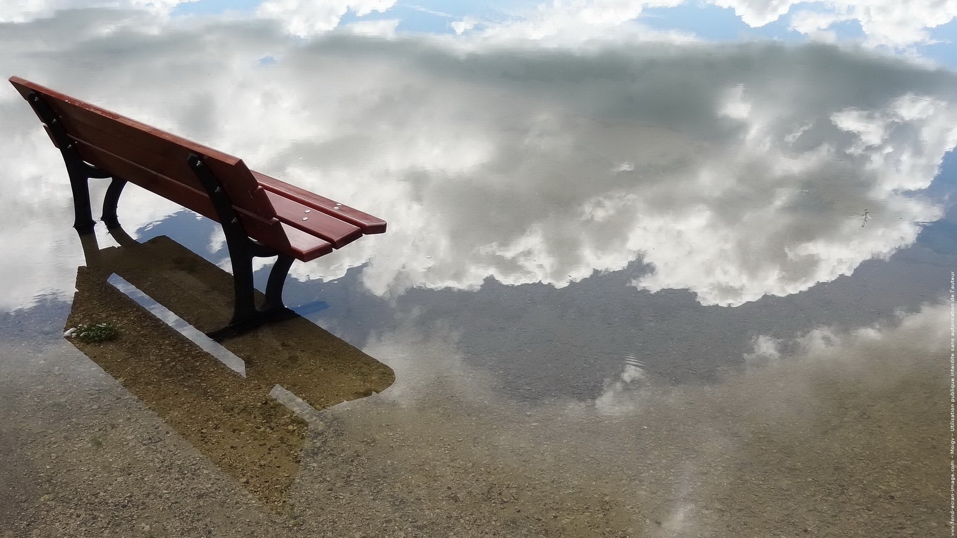 General 1920x1080 reflection bench flood skyscape outdoors clouds water