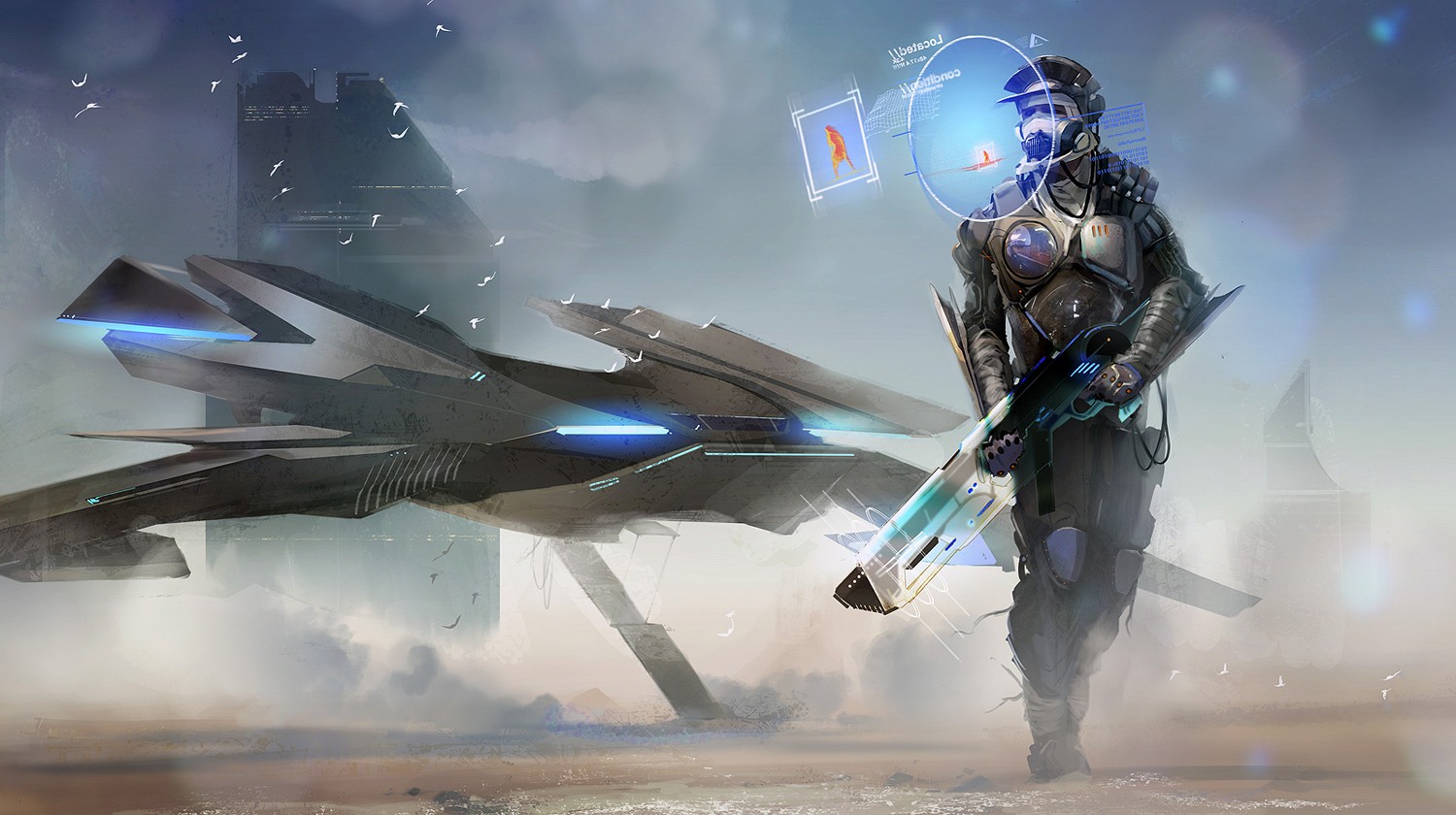 General 1500x840 spaceship futuristic science fiction weapon vehicle digital art artwork