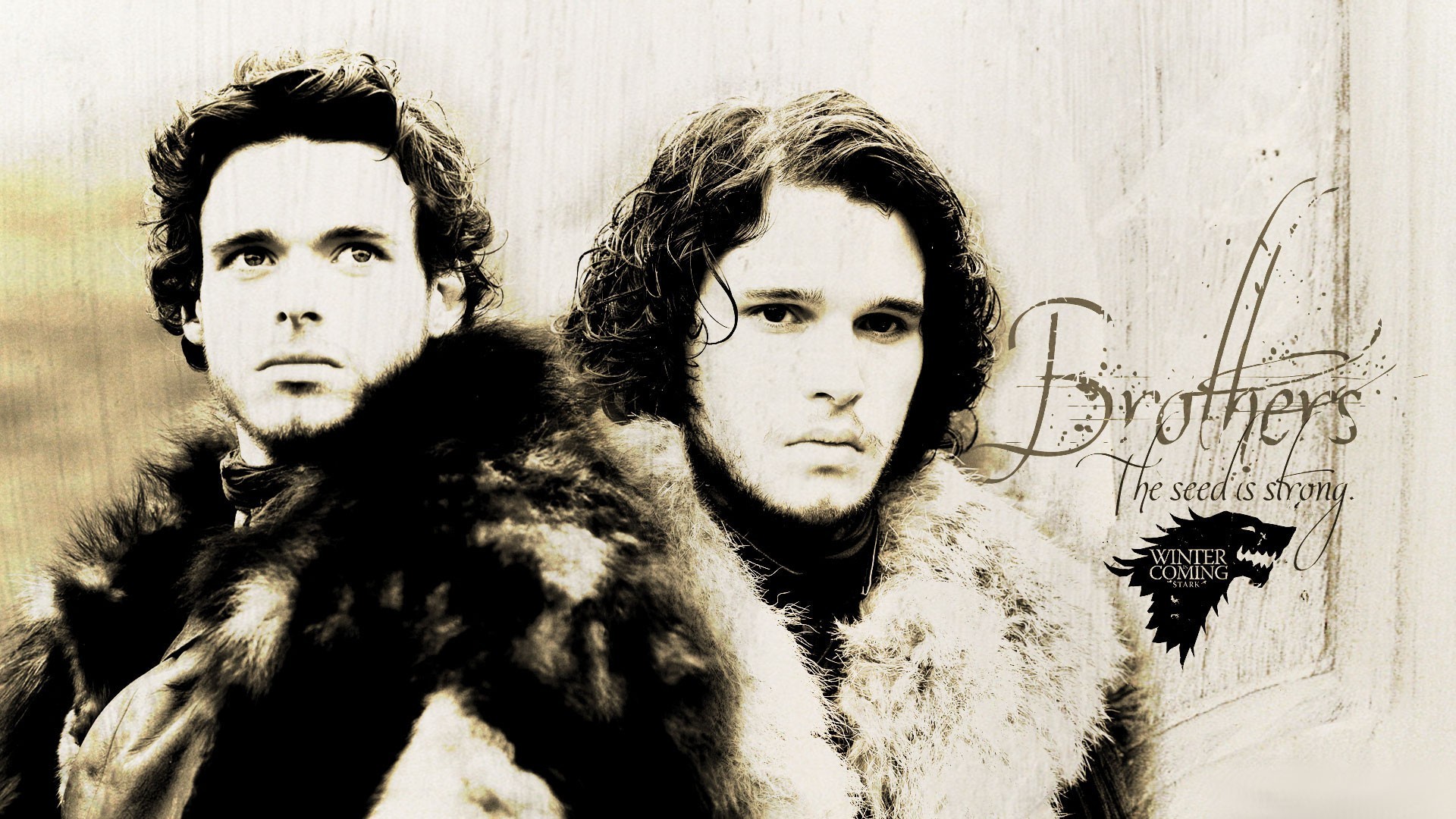 People 1920x1080 Game of Thrones Robb Stark Kit Harington Jon Snow brothers TV series men