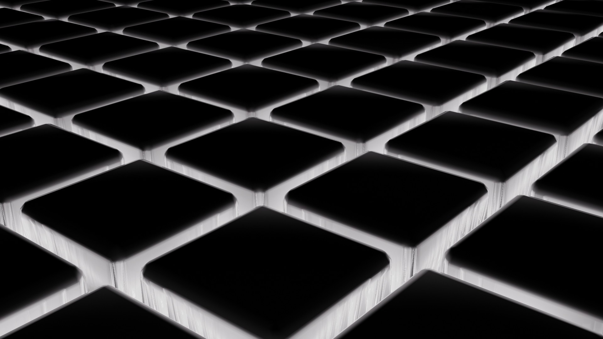 General 1920x1080 abstract grid 3D Blocks cube tiles glowing black white digital art CGI