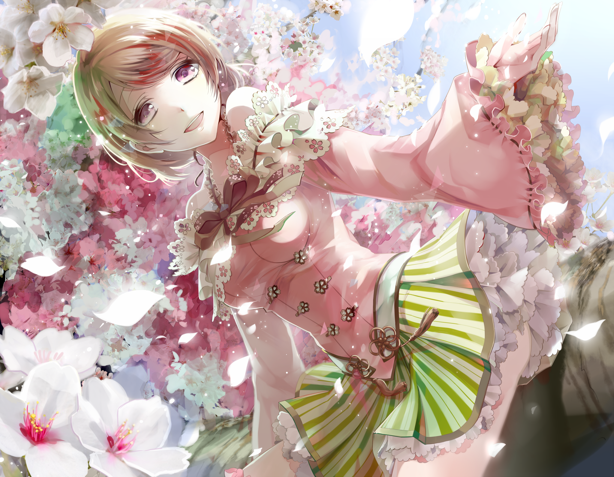 Anime 2046x1591 anime girls anime cherry blossom Koizumi Hanayo Love Live! fantasy art fantasy girl flowers plants Pixiv