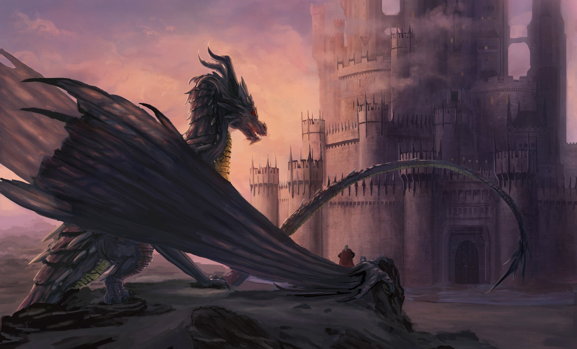 General 2000x1209 dragon castle fantasy art artwork creature