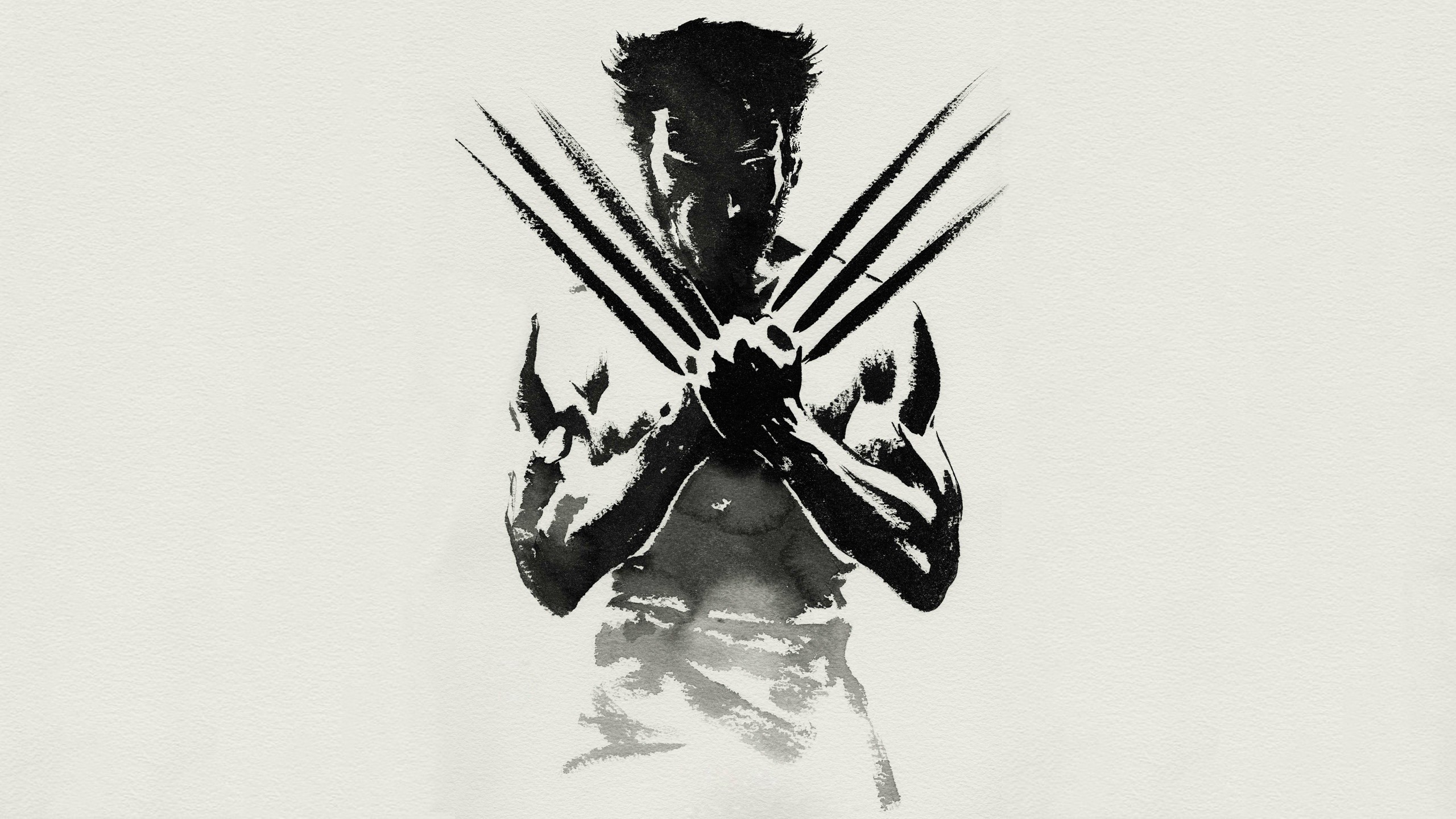 General 2560x1440 Hugh Jackman Wolverine movies monochrome X-Men Mutant simple background white background actor Australian superhero Marvel Comics