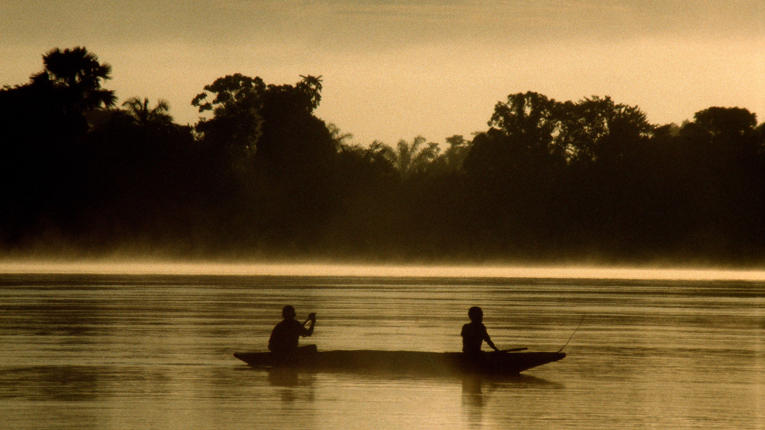 General 2560x1440 river jungle silhouette canoes nature