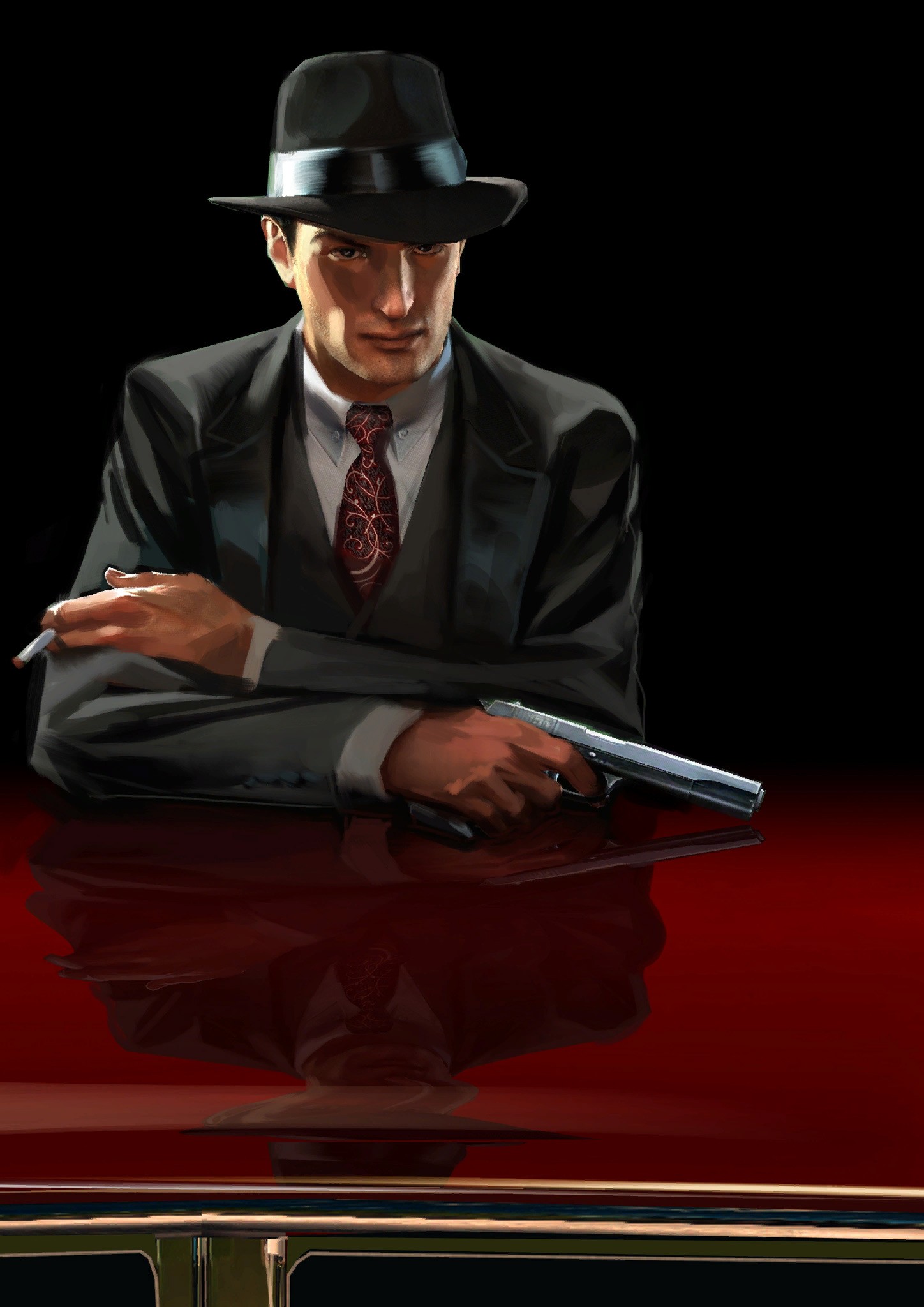 General 1448x2048 Mafia II Mafia video games PC gaming gun hat men suits tie video game art gangster crime