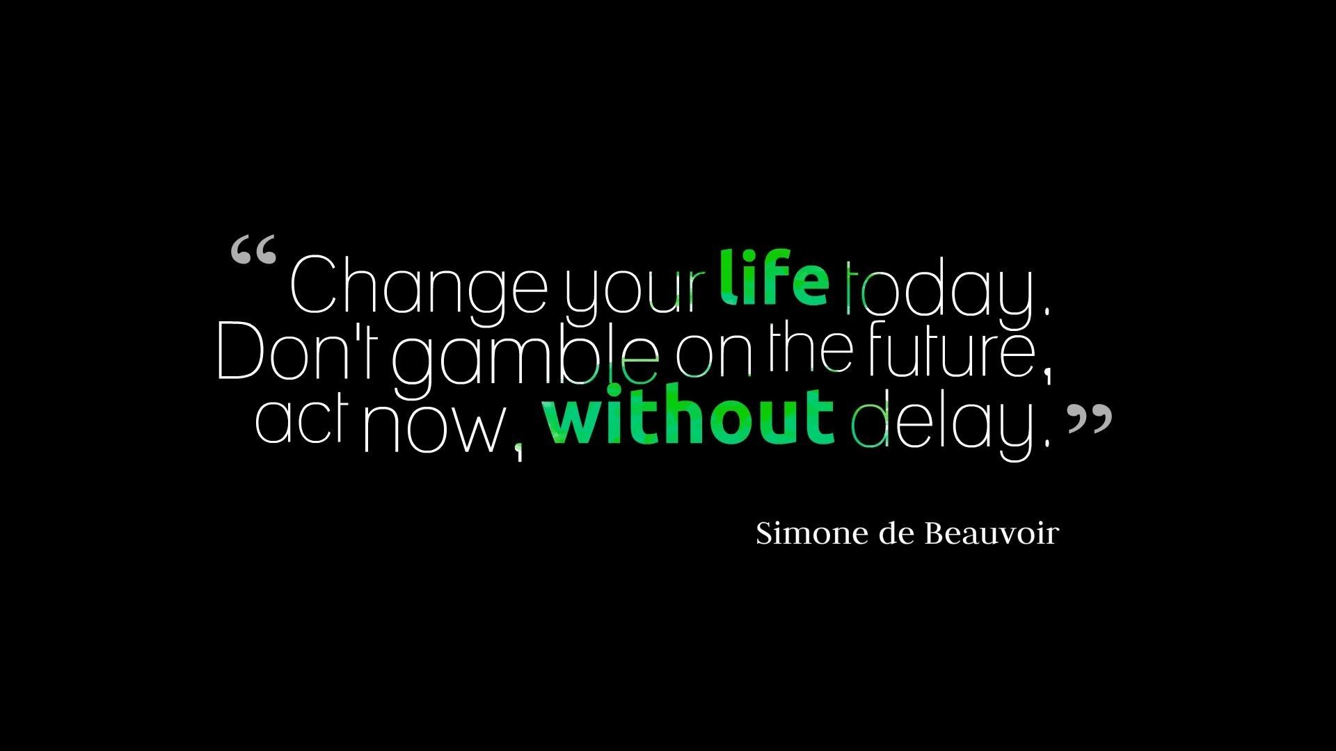 General 1920x1080 quote typography motivational simple background minimalism green black background Simone de Beauvoir