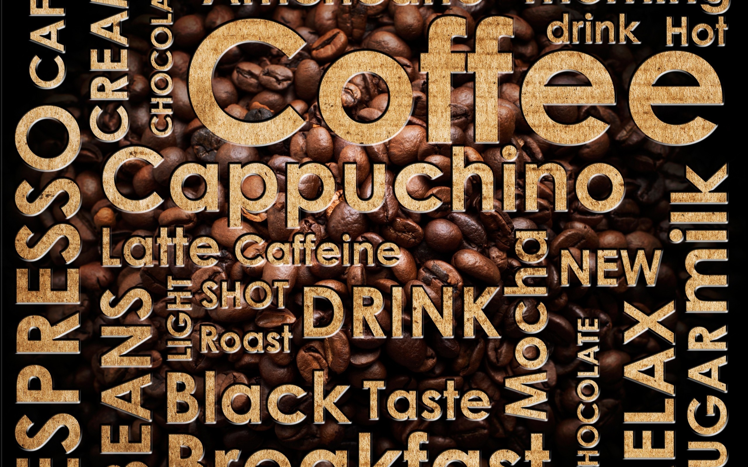 General 2560x1600 coffee typography artwork texture coffee beans brown
