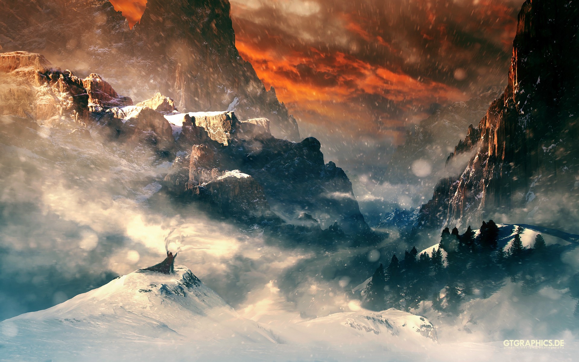 General 1920x1200 fantasy art mountains snow landscape