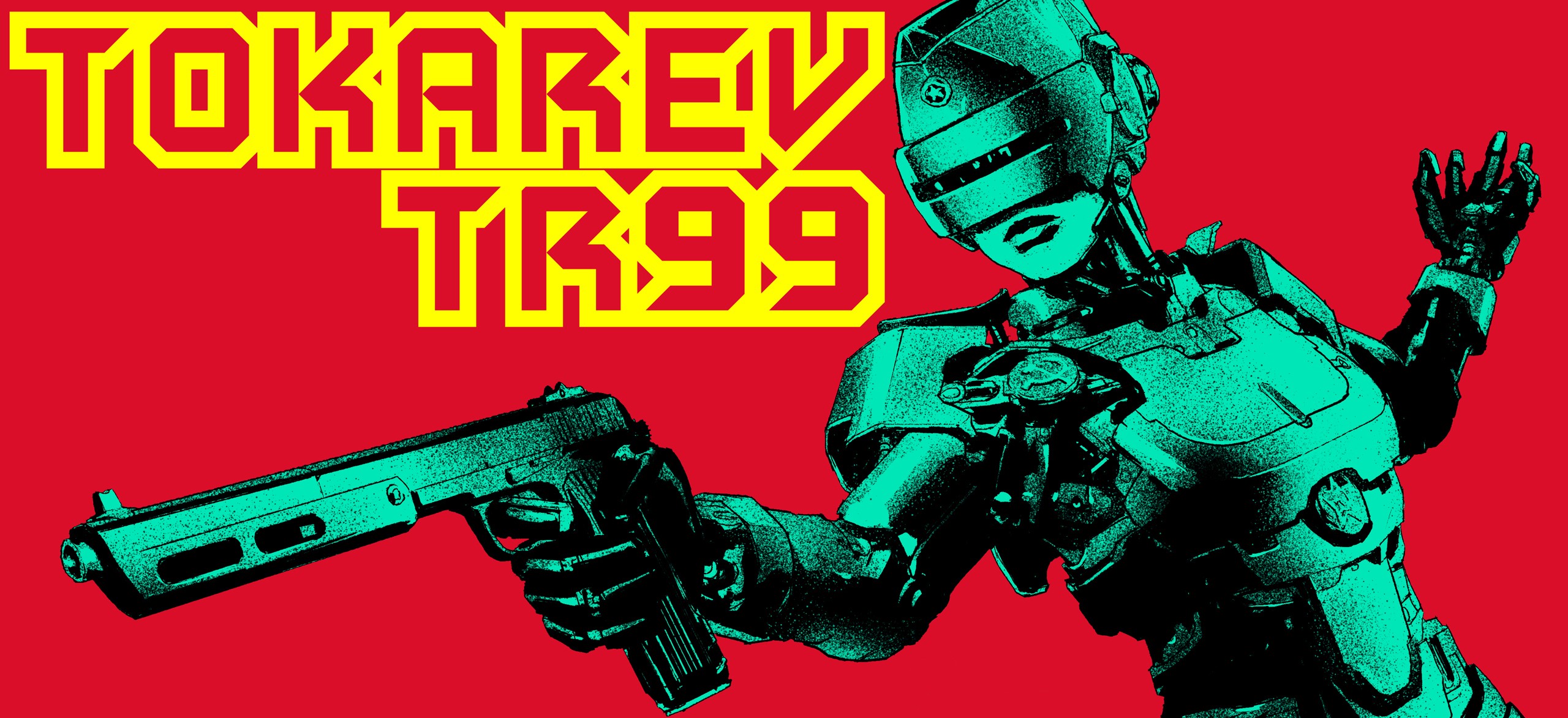 General 2560x1173 RoboCop cyborg women Russian vintage typography red background machine science fiction
