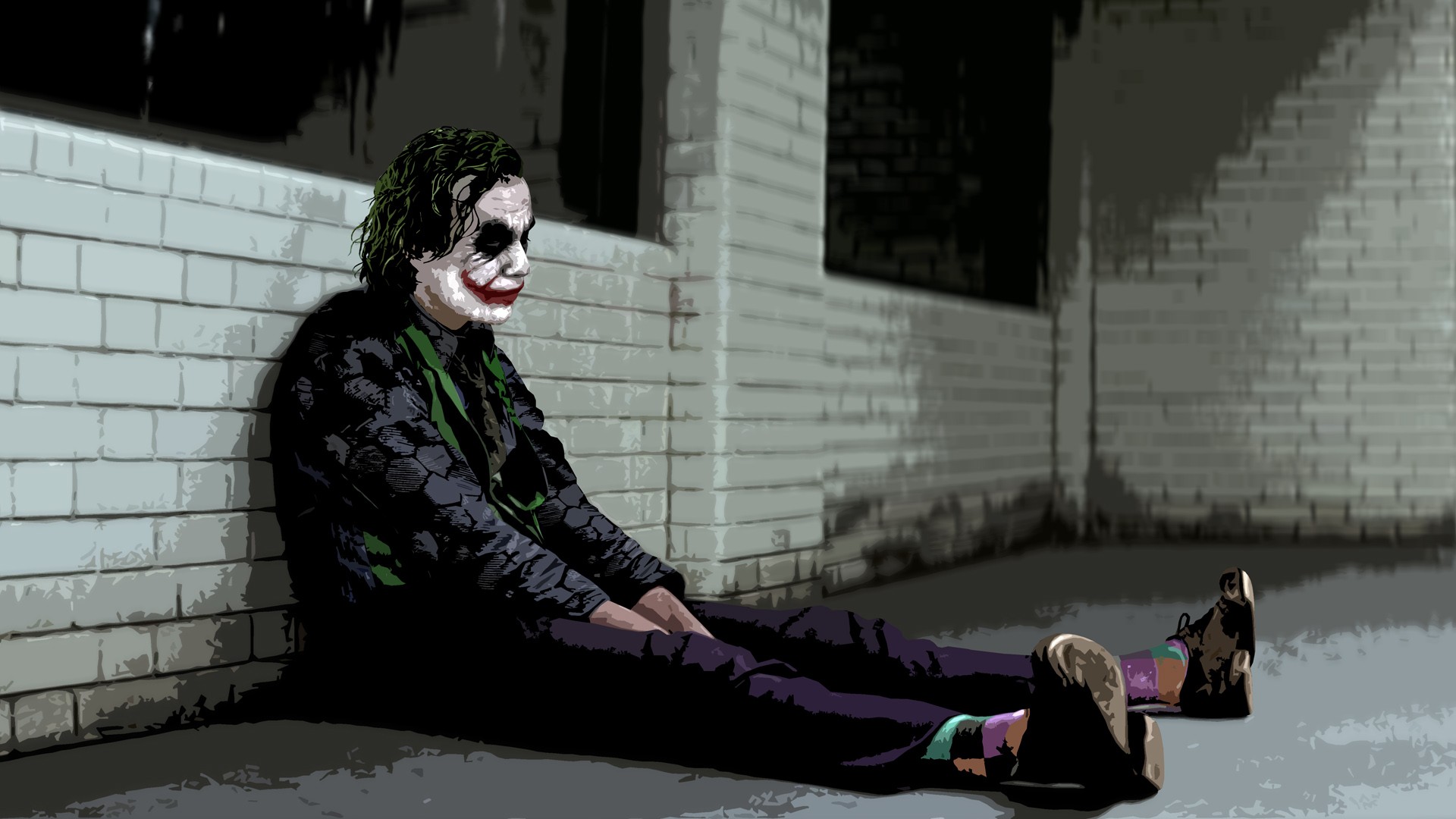 General 1920x1080 movies anime Batman The Dark Knight Joker MessenjahMatt prison Heath Ledger artwork villains