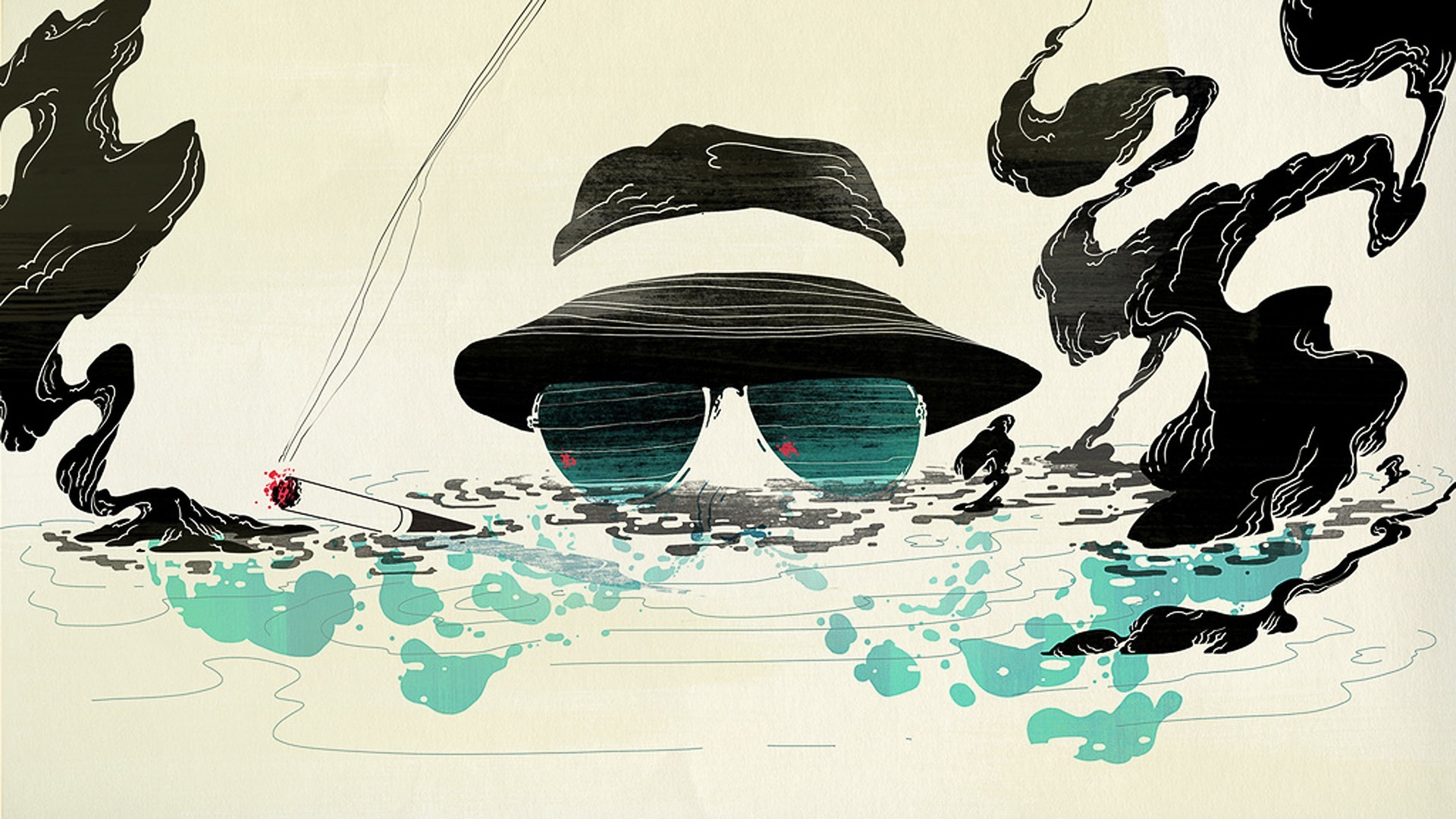 General 1920x1080 Fear and Loathing in Las Vegas Hunter S. Thompson smoking artwork movies