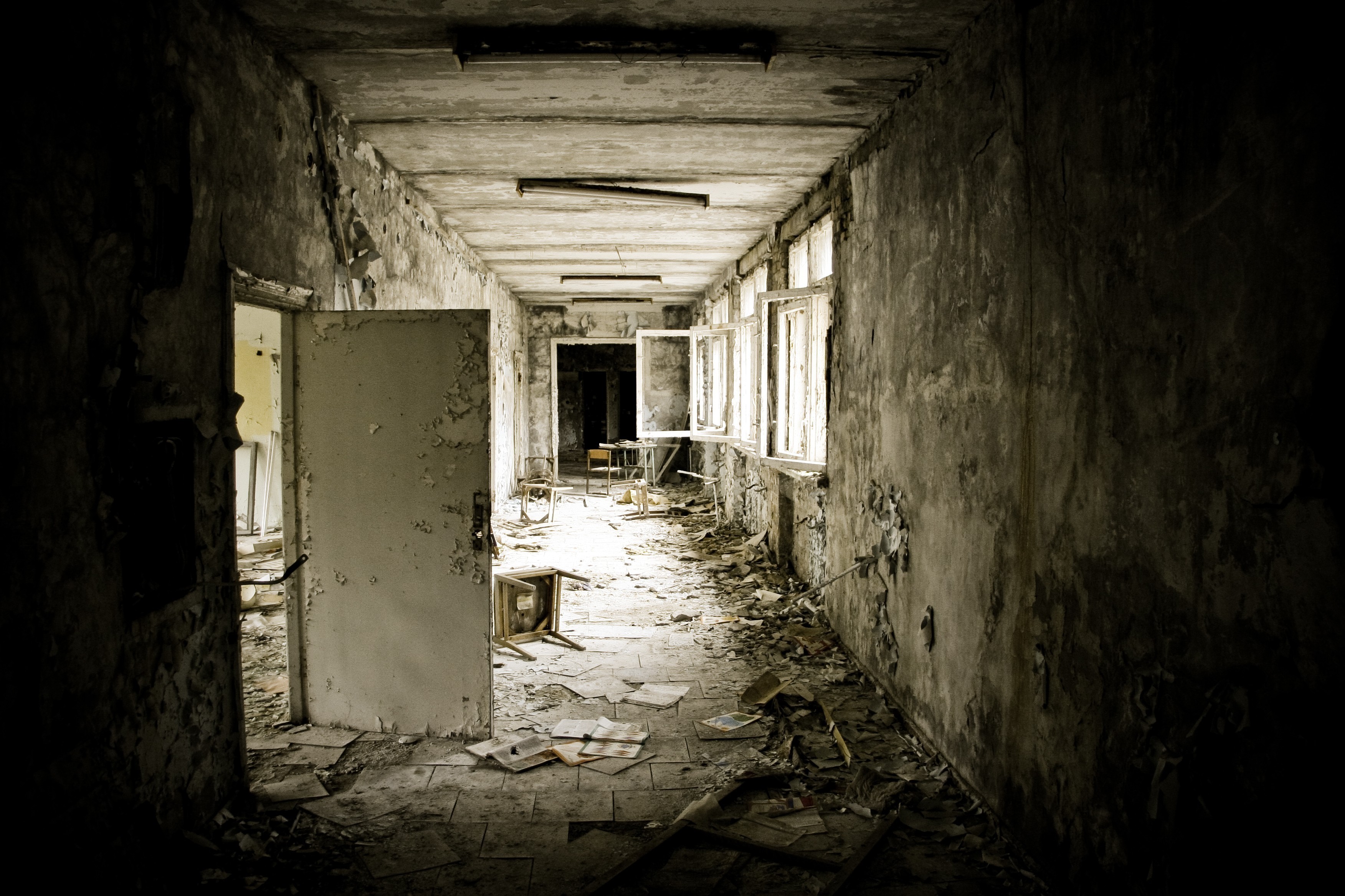 General 3504x2336 indoors Chernobyl abandoned door window ruins Ukraine