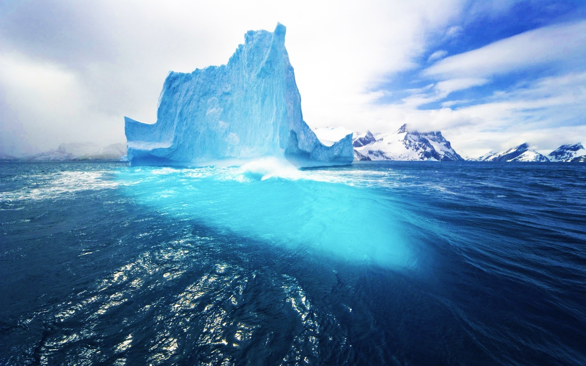 General 1920x1200 iceberg landscape sea mountains ice blue cyan