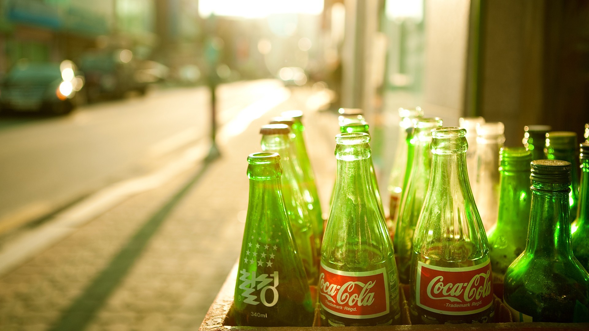 General 1920x1080 Coca-Cola bottles urban logo street sunlight brand