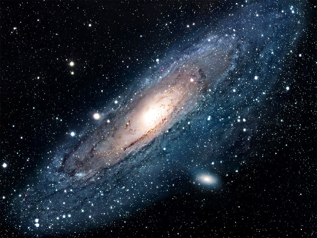 General 1024x768 galaxy Andromeda Messier 31 Messier 110 spiral galaxy space space art digital art Hubble Deep Field NASA