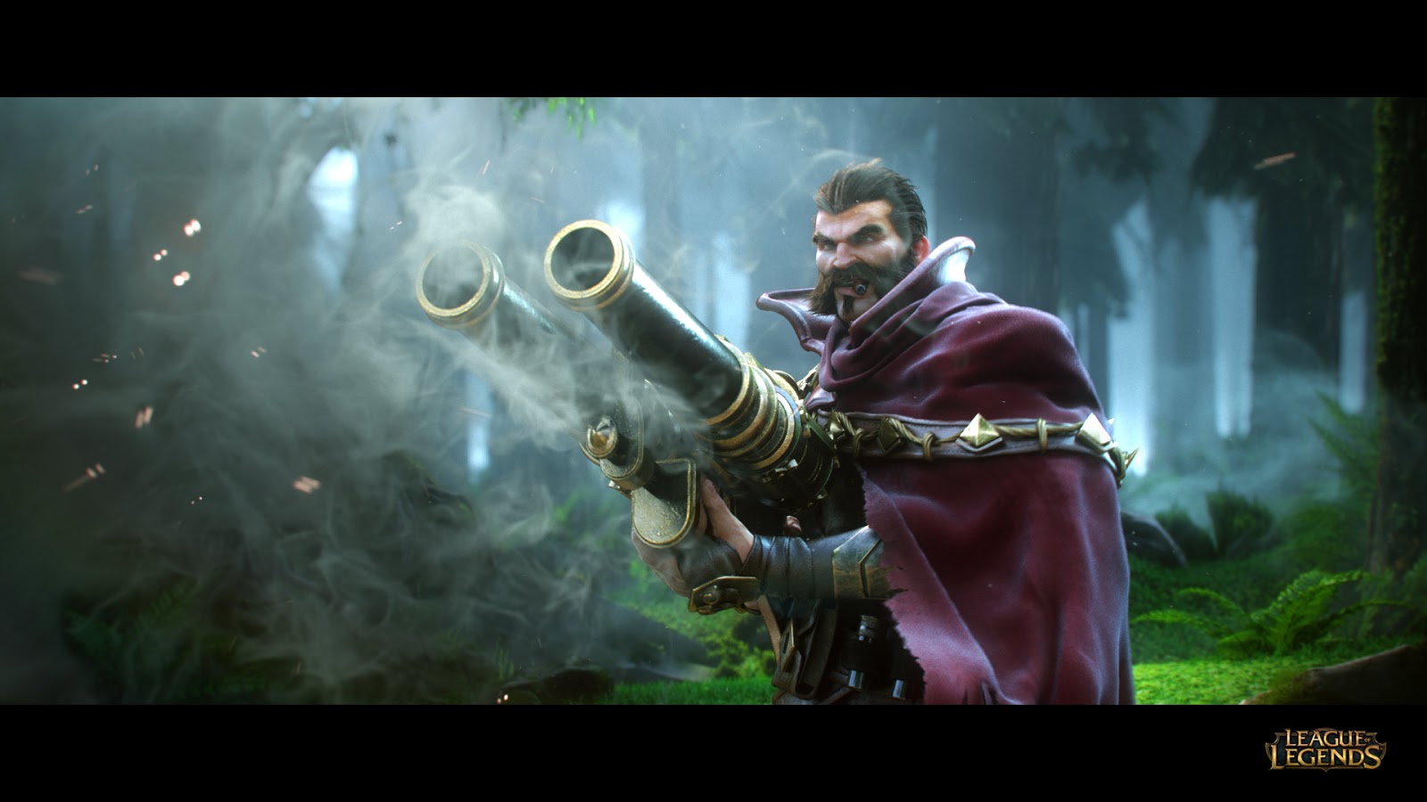 General 1600x900 League of Legends video games PC gaming weapon video game art fantasy art fantasy men beard cigars video game men Graves (League of Legends)