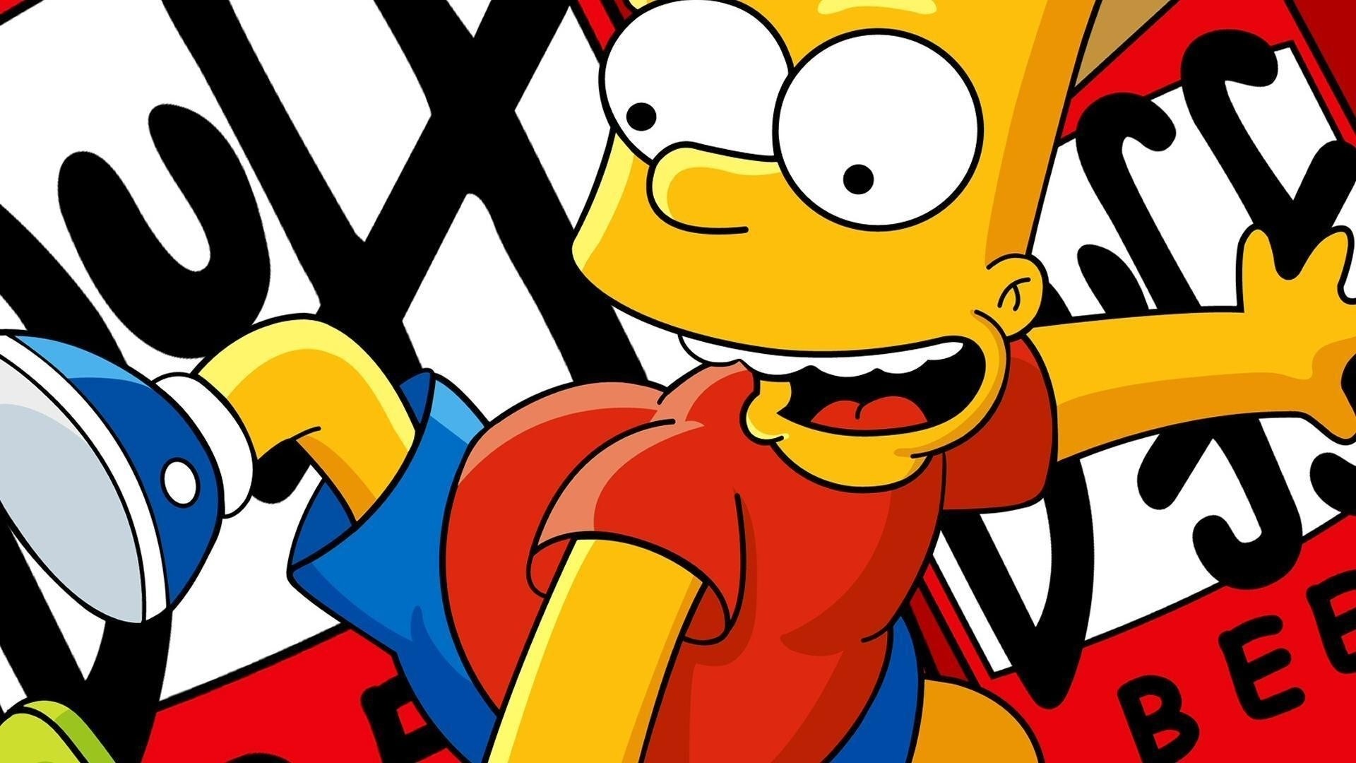 General 1920x1080 Bart Simpson cartoon vibrant red The Simpsons TV series