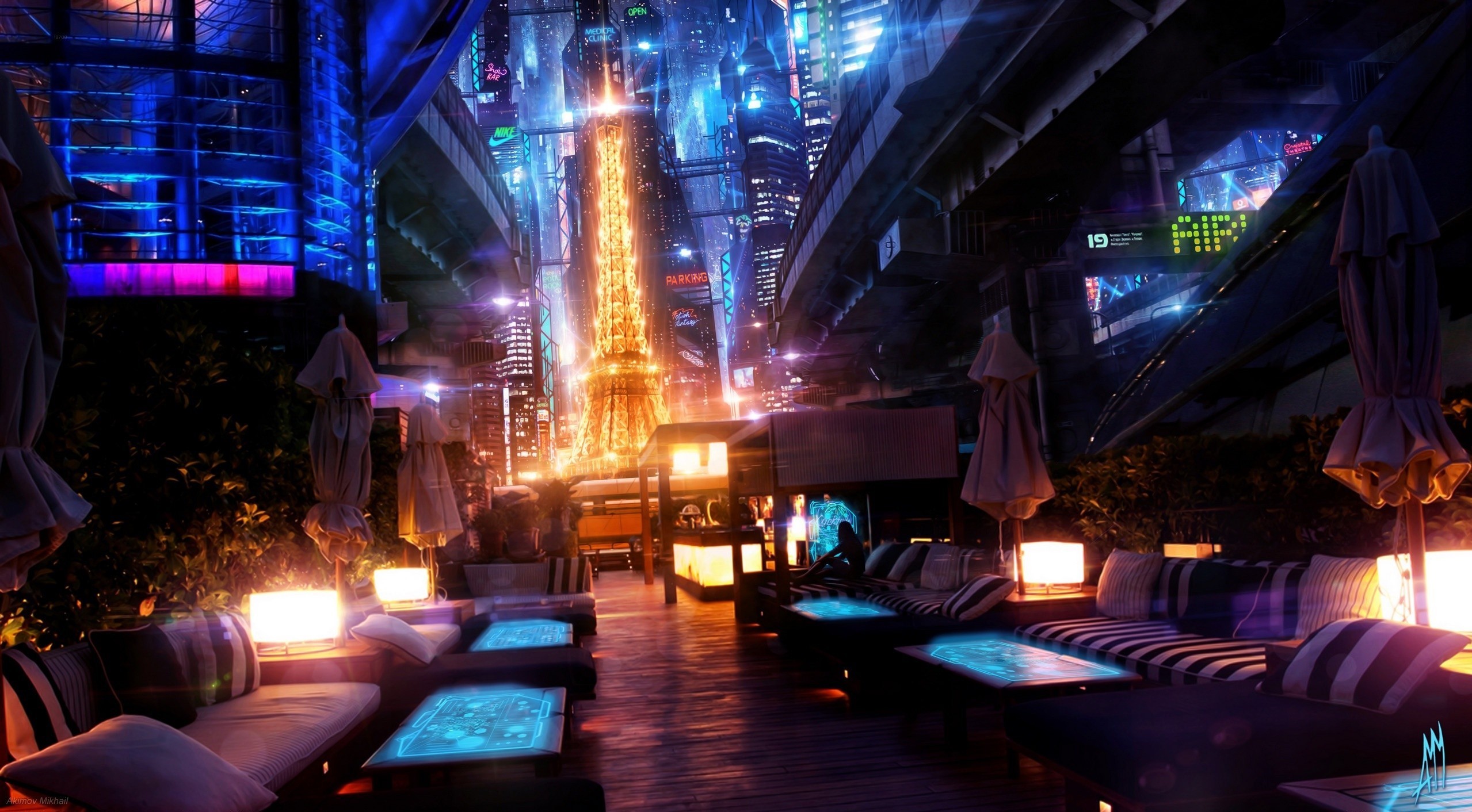 General 2558x1412 futuristic artwork futuristic city CGI digital art Eiffel Tower science fiction cityscape
