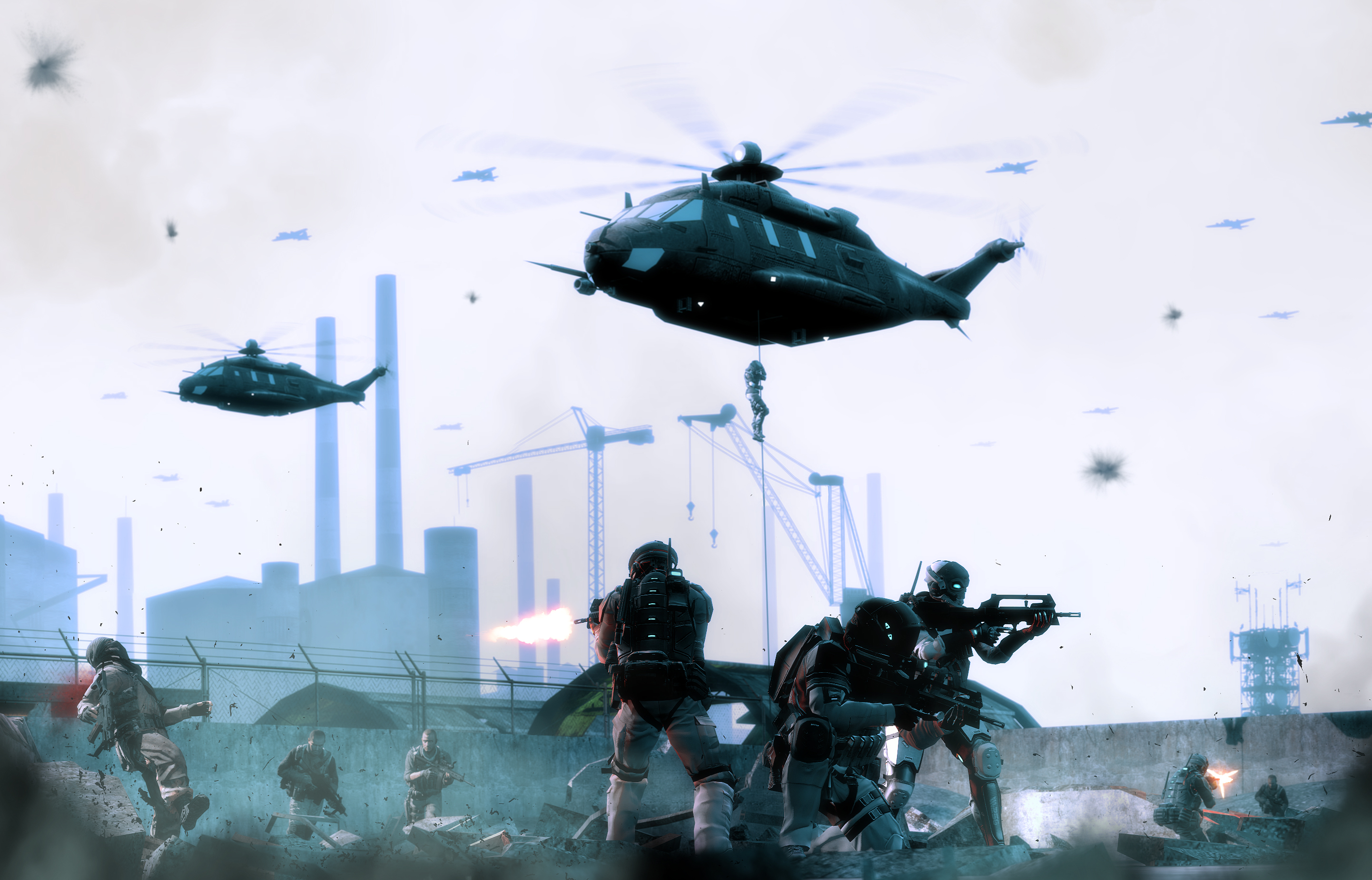 General 2883x1851 combat helicopters digital art vehicle CGI battle