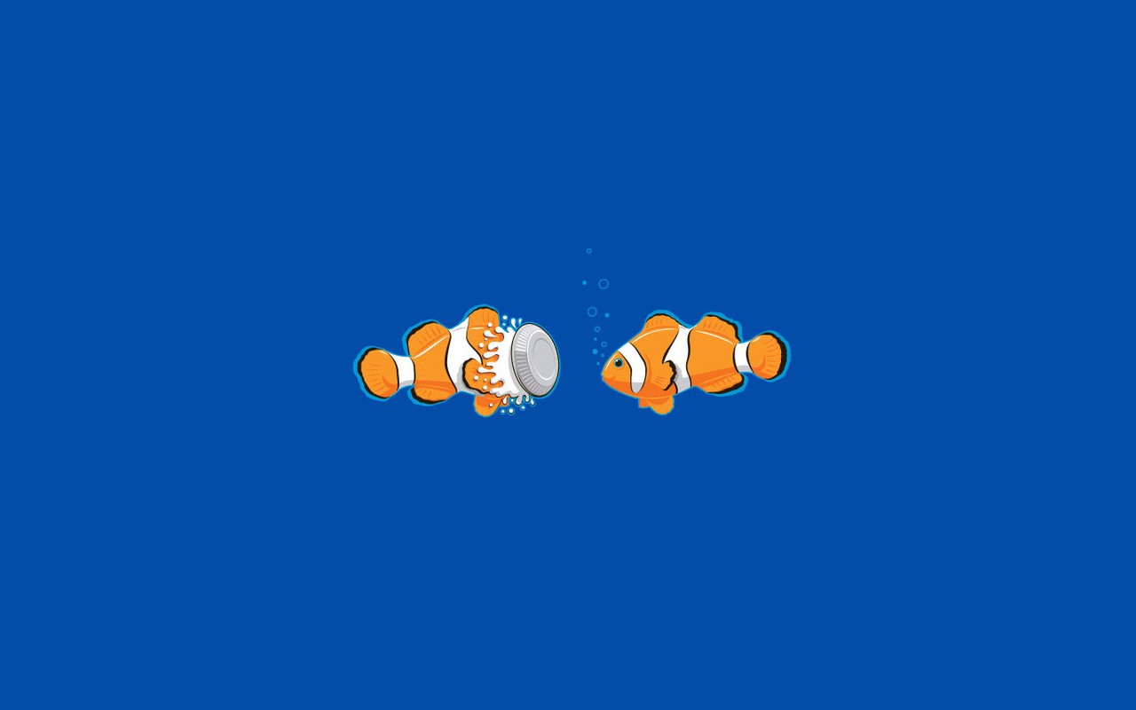 General 1280x800 minimalism simple background blue background clownfish artwork fish animals underwater