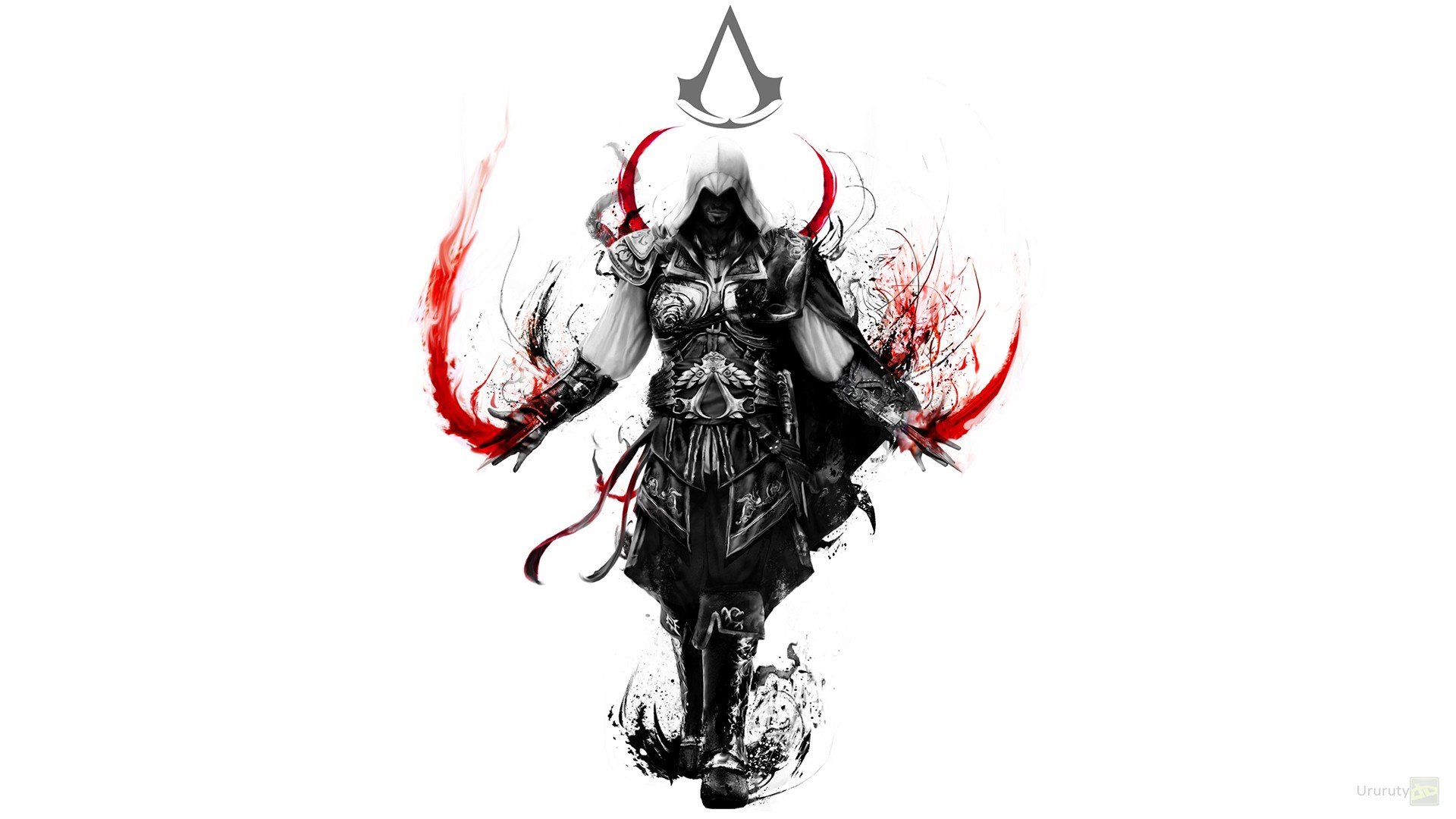 General 1920x1080 video games Assassin's Creed: Brotherhood video game art selective coloring simple background white background DeviantArt video game men video game characters