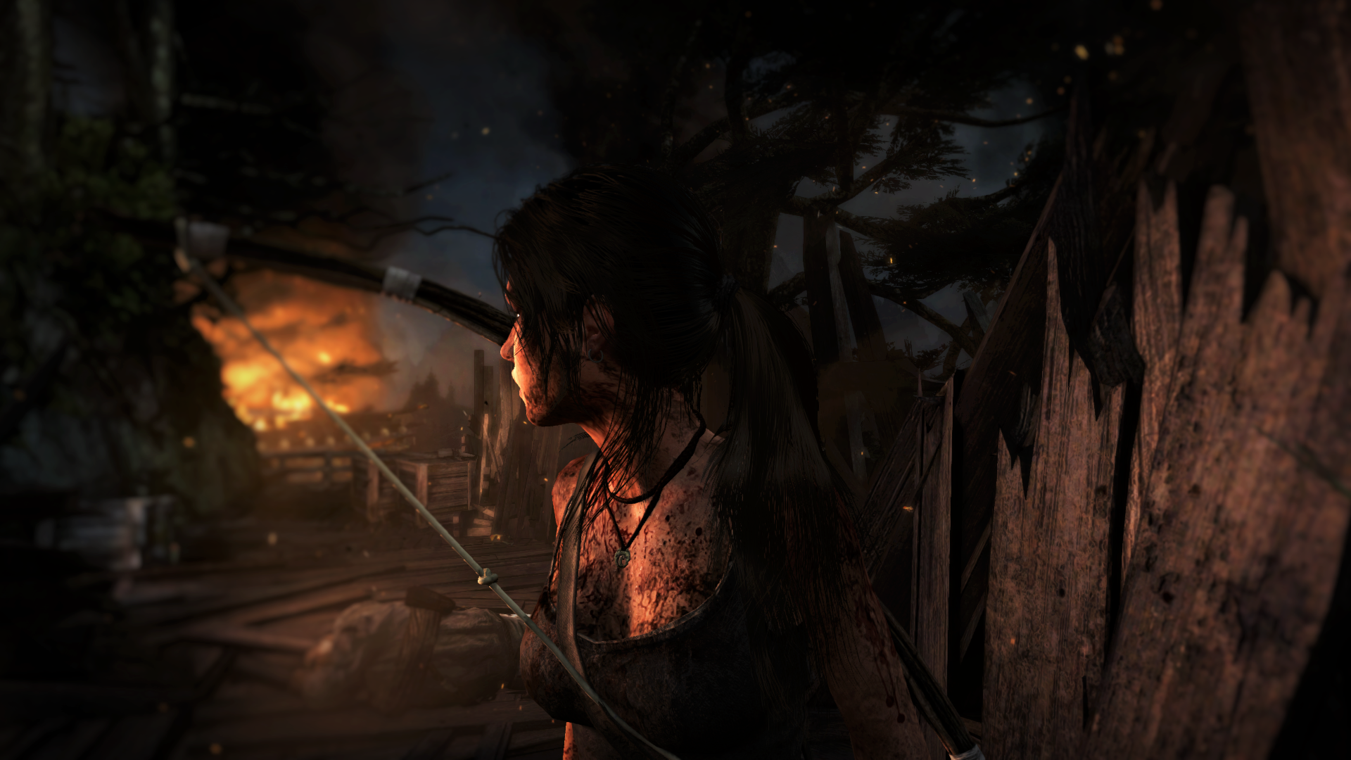 General 1920x1080 video games Tomb Raider Lara Croft (Tomb Raider) bow blood screen shot PC gaming
